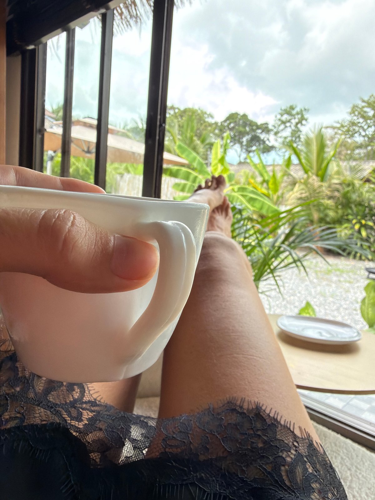 Lazy villa morning and scooter traffic in Baan Bo Phut