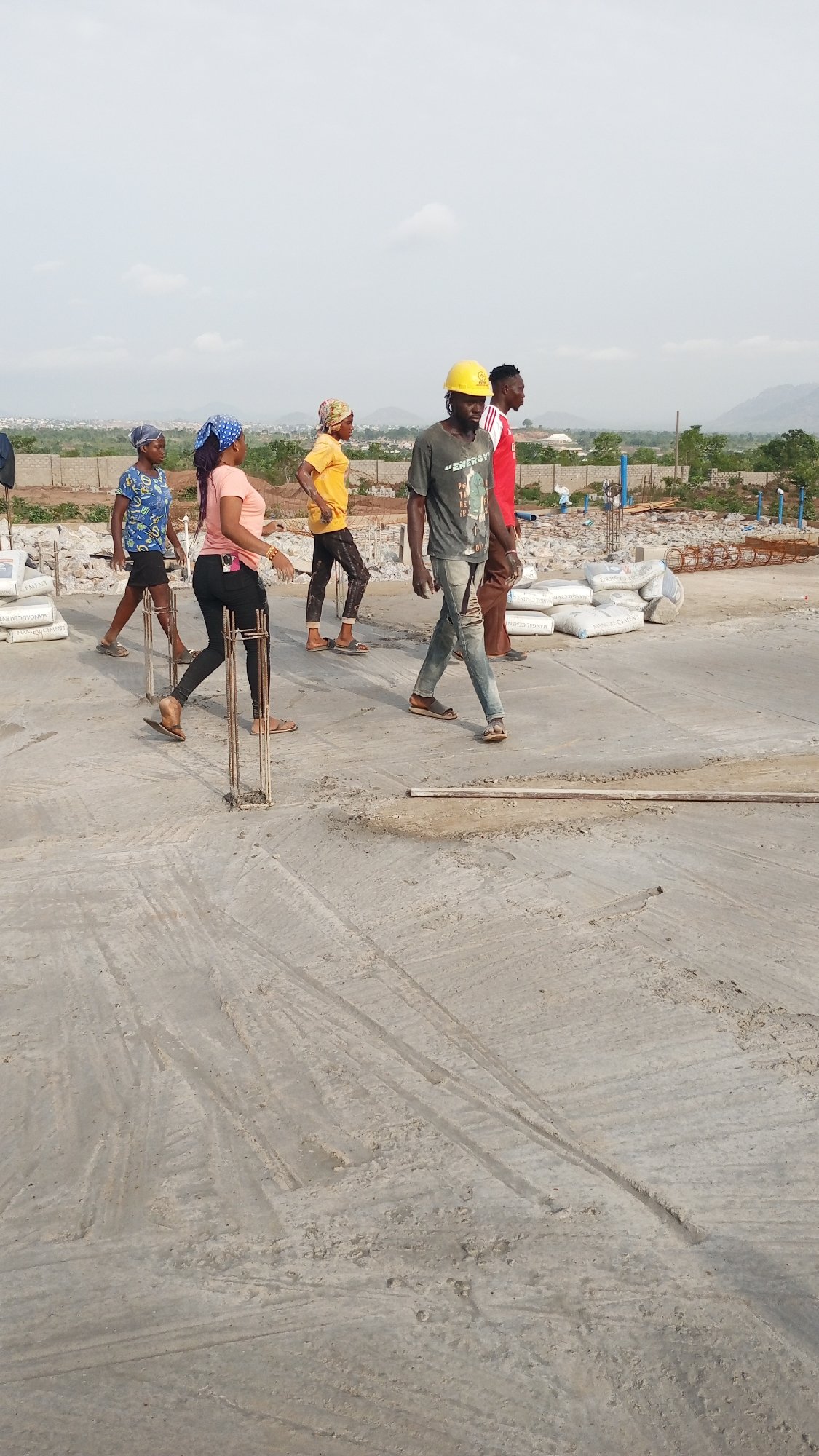 Construction workers active at building site in Zango-ndaji, Nigeria