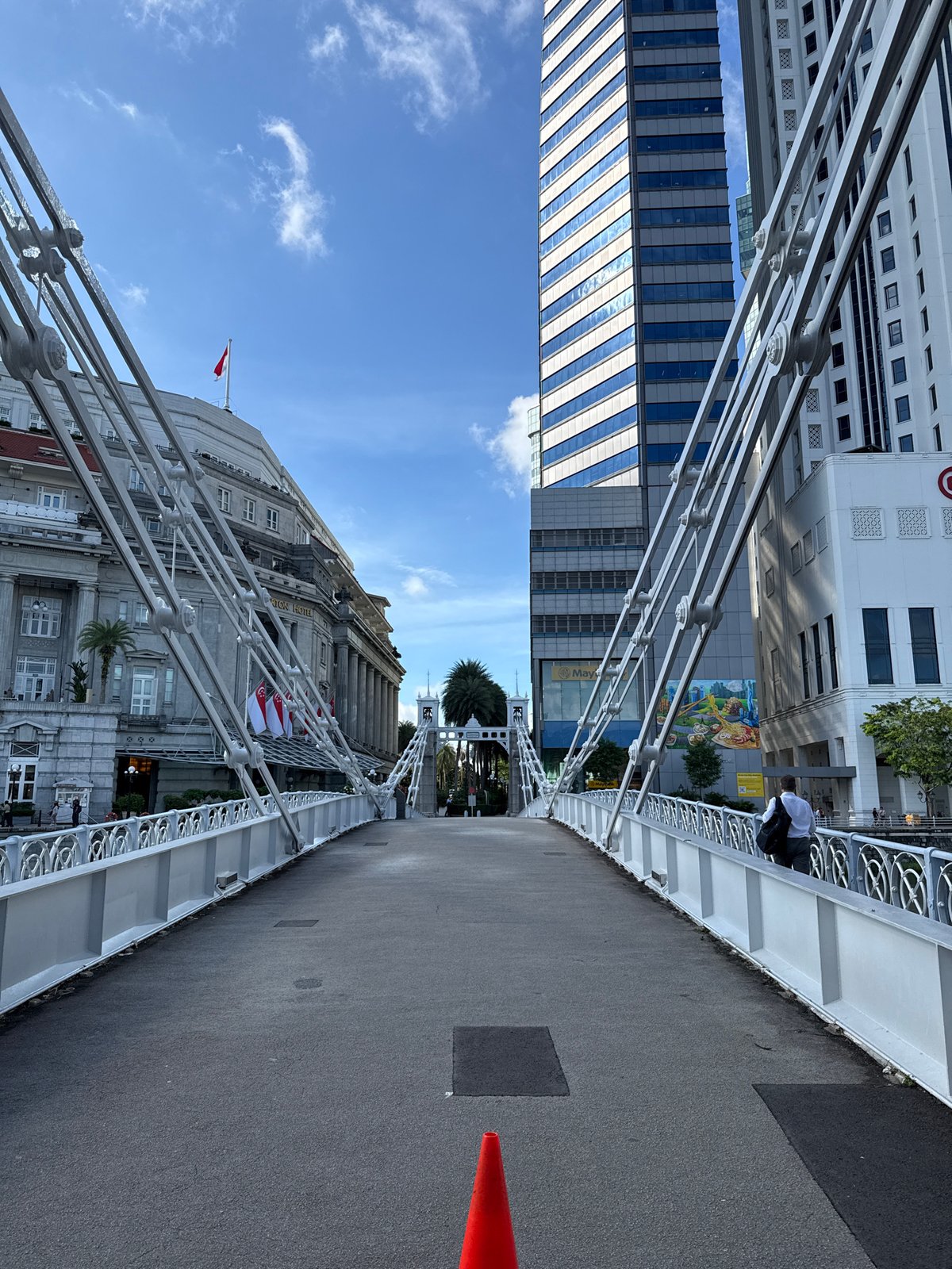 Nighttime documentation of Singapore's historic civic district landmarks