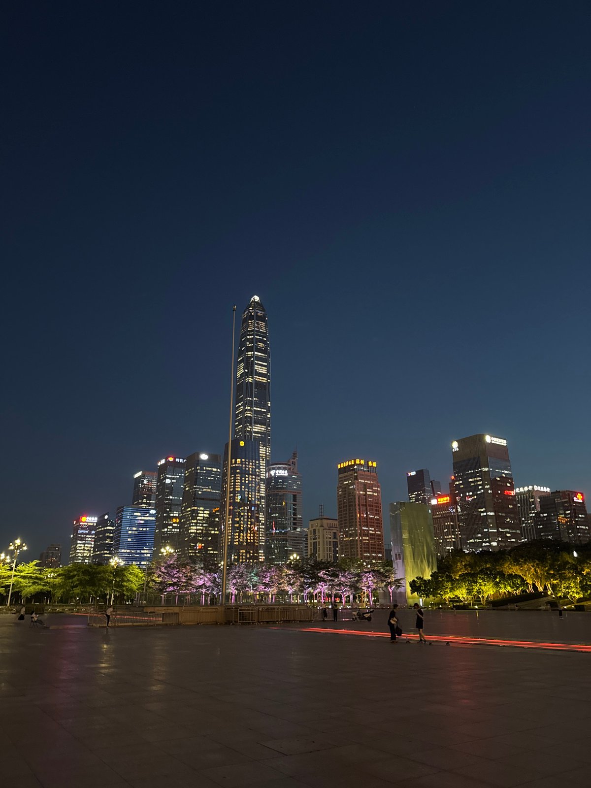 Nighttime skyline views captured in Shenzhen's Futian District