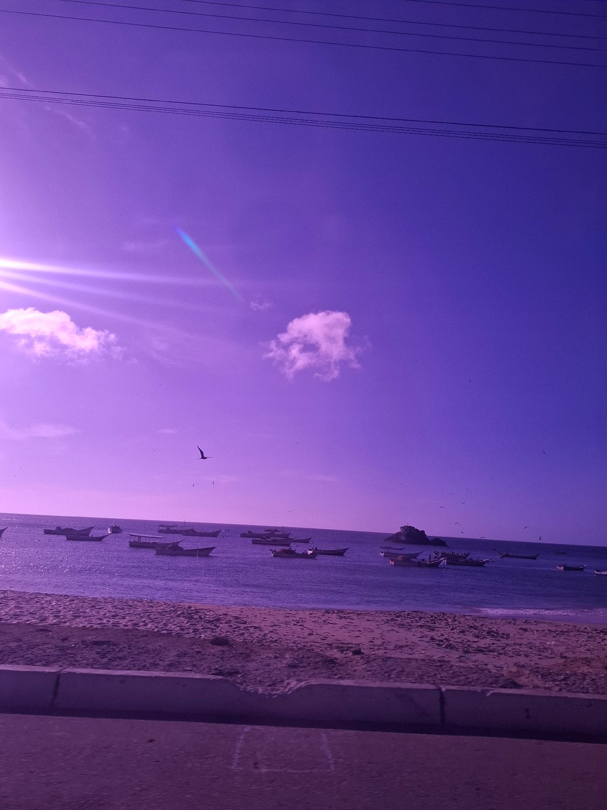 Dramatic purple-pink sunset observed along Venezuelan coast