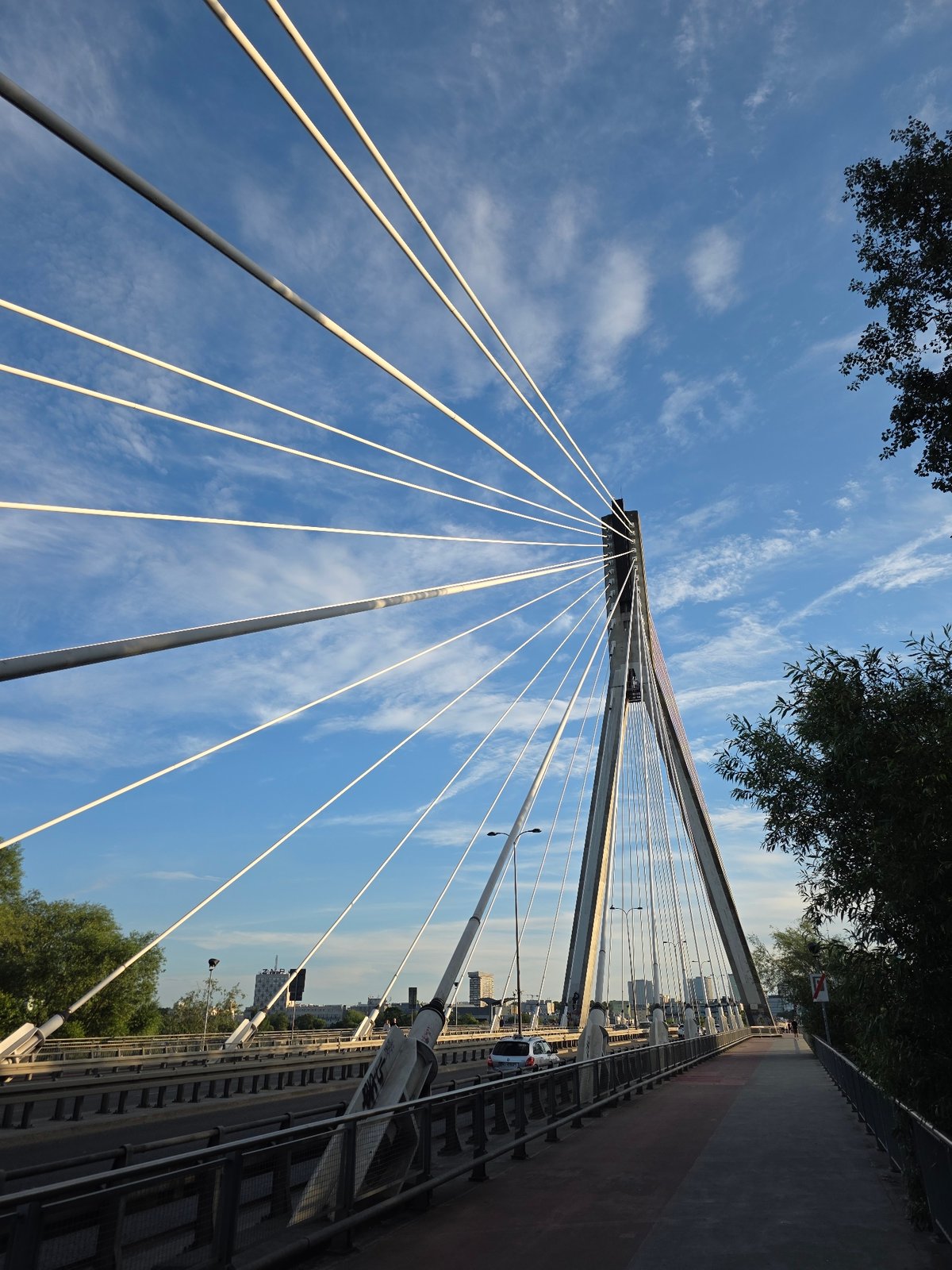 Warsaw's Vistula riverfront on a summer evening