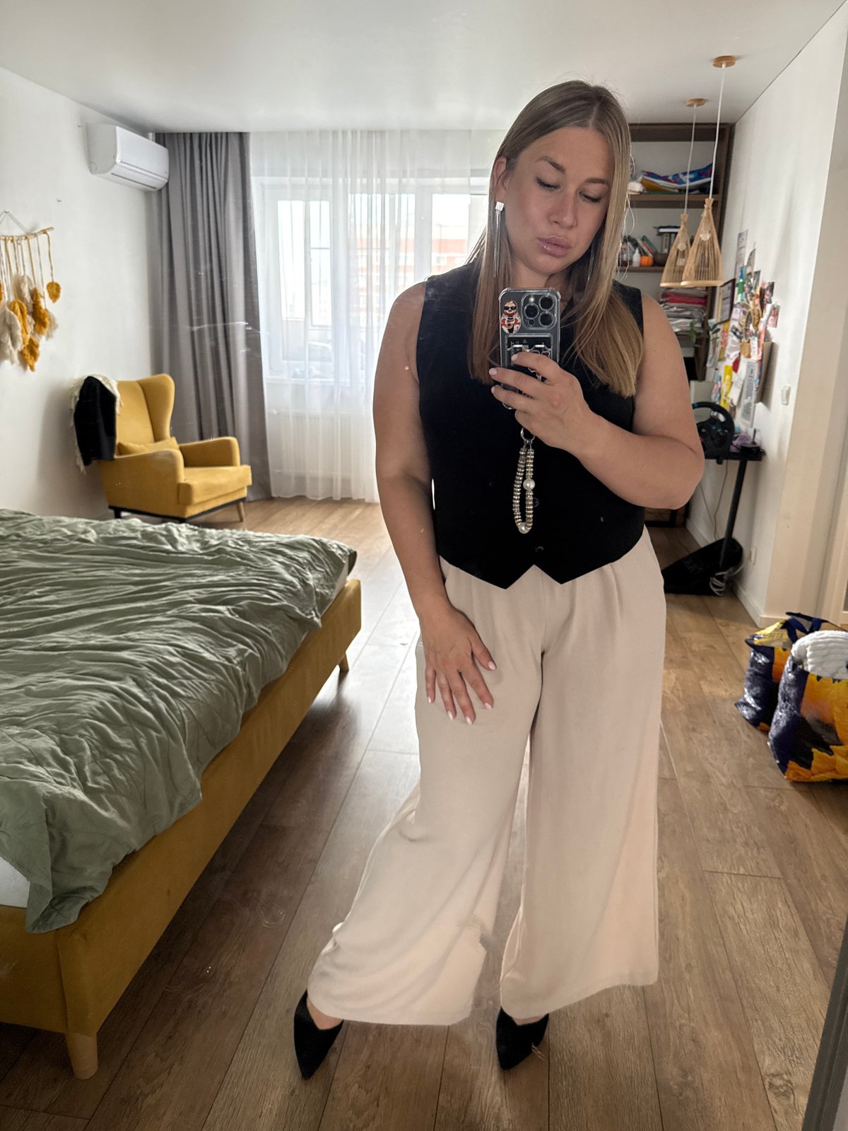 Woman Takes Selfie at Home in Veliky Novgorod
