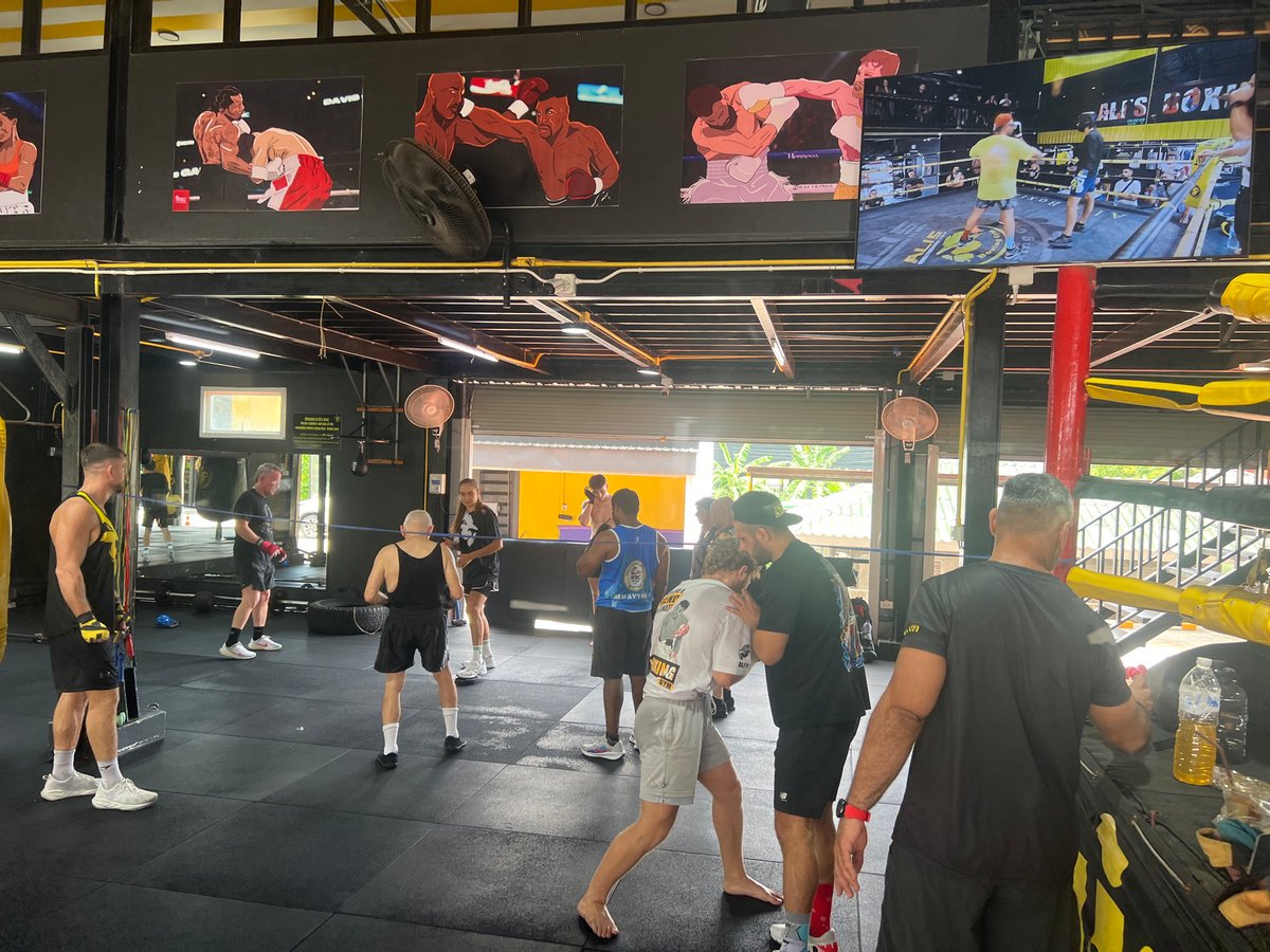 Selfies inside a Chalong boxing gym
