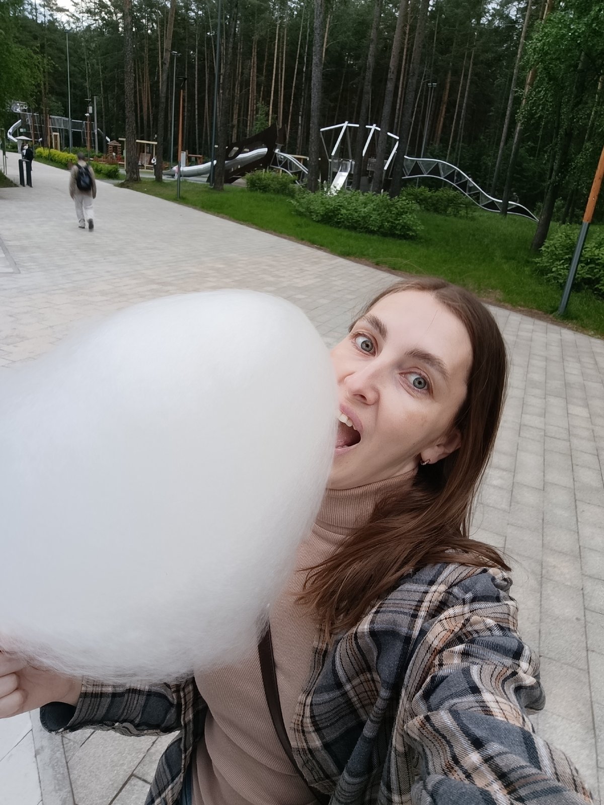 Families enjoy afternoon park activities in Perm, Russia