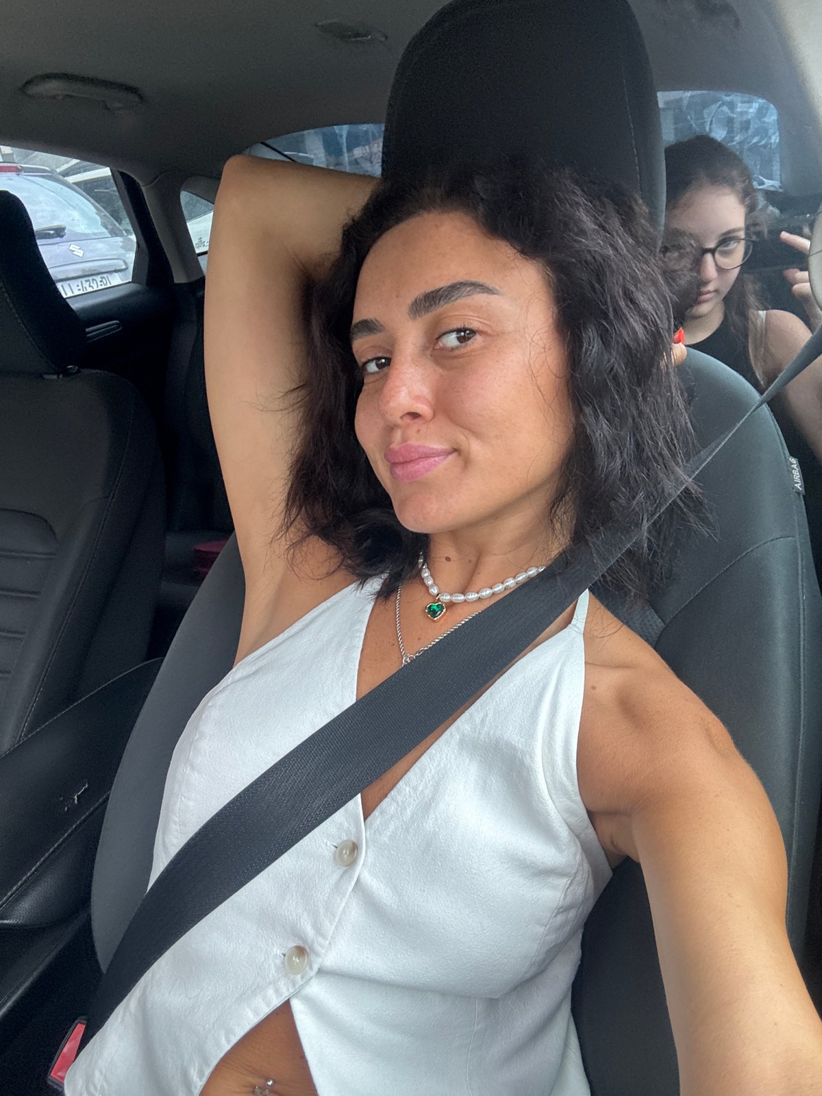 Candid car moment with two people in Tbilisi