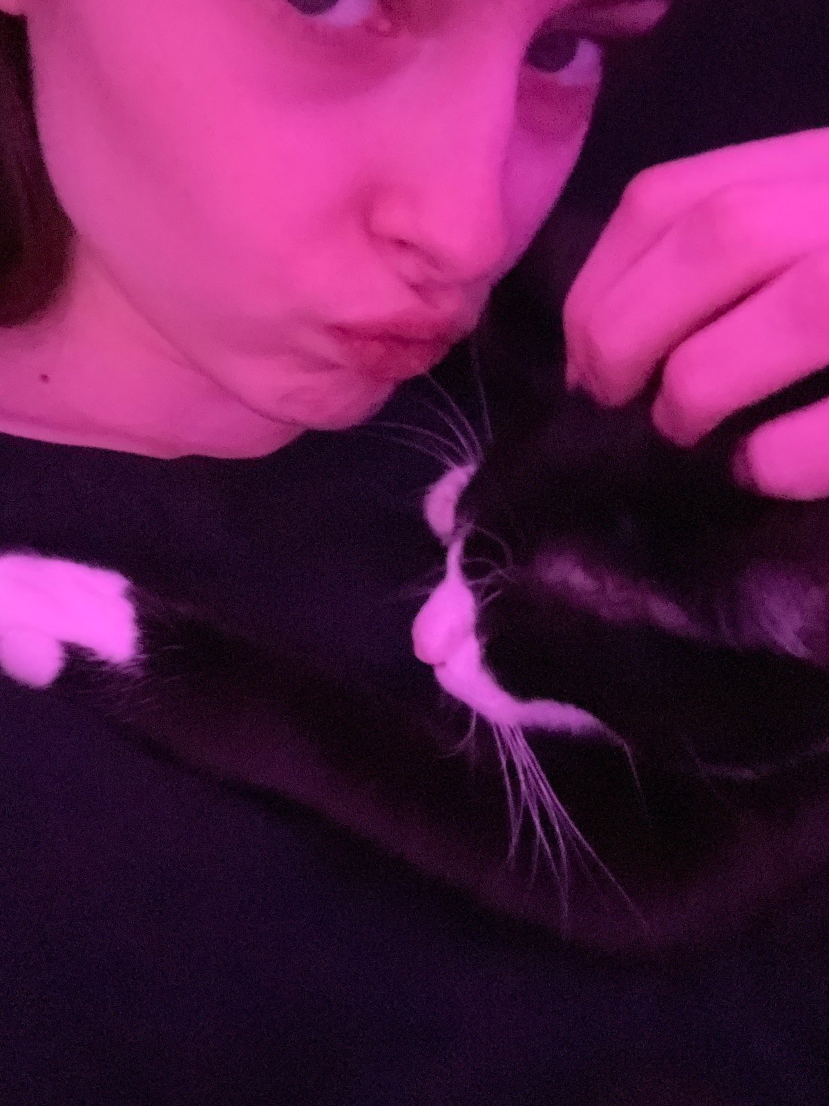 Person and cat photographed together in Saint Petersburg