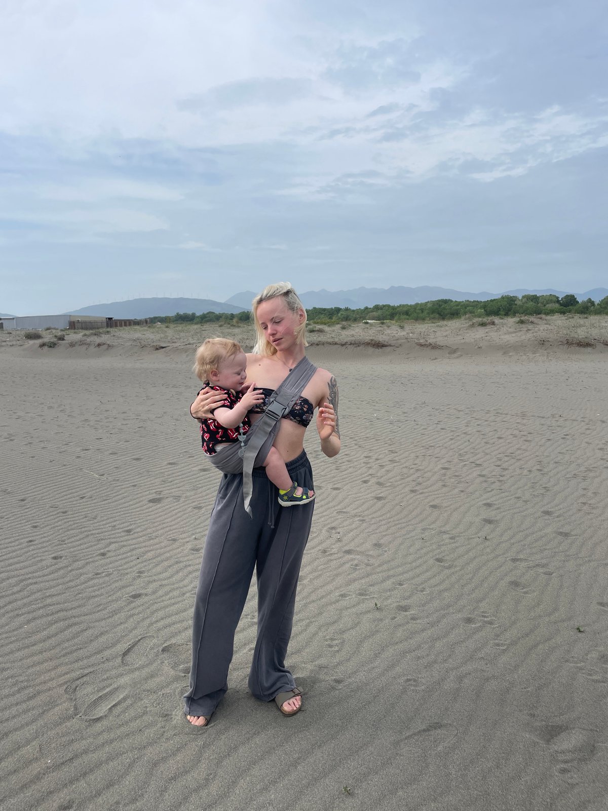 Woman with baby, young girl spotted in Montenegro landscape