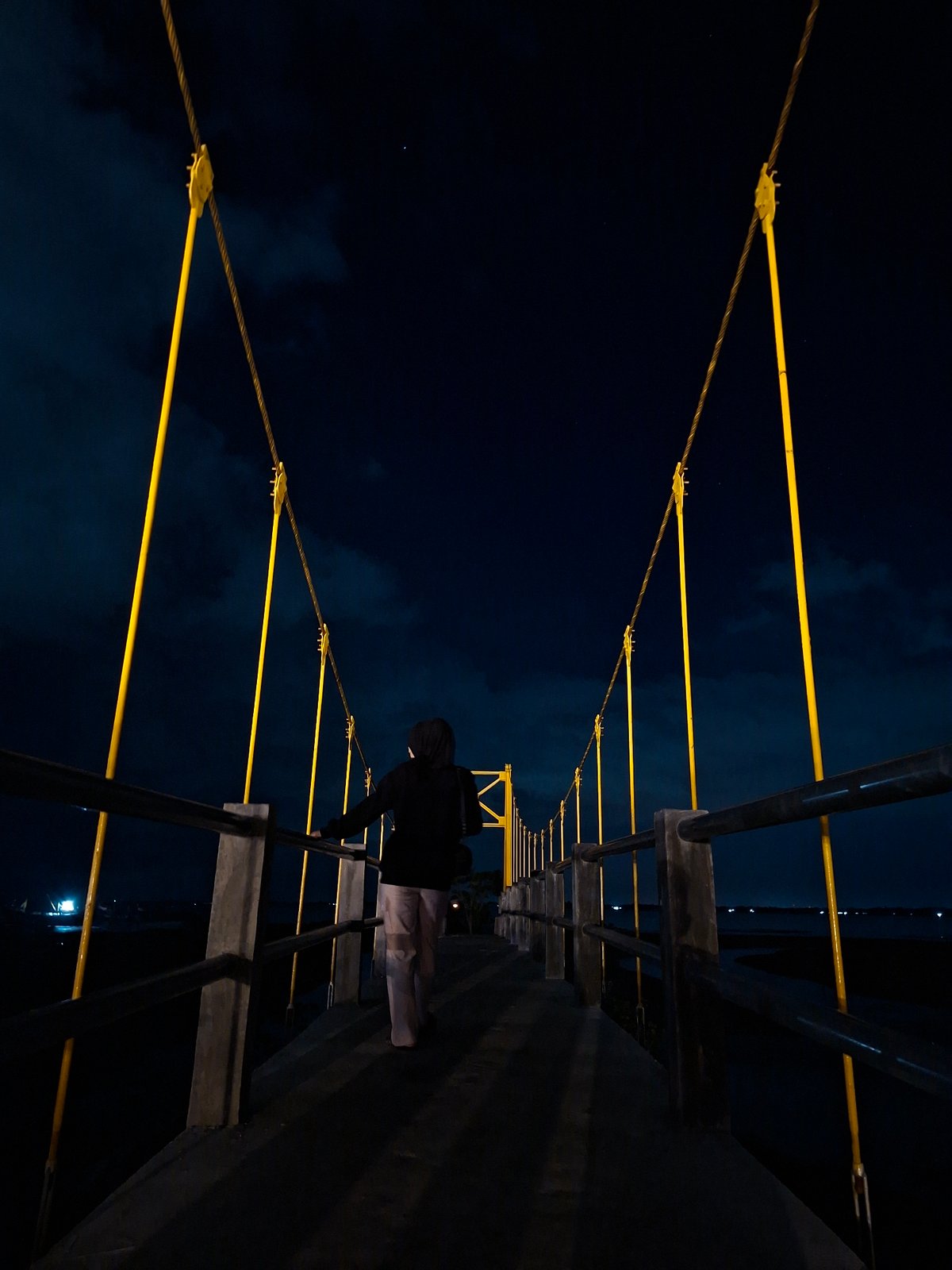 Nighttime bridge scenes documented in Lhokseumawe, Indonesia waterfront