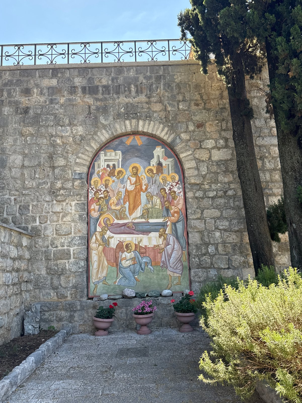 Tourist documents Byzantine church complex in Trebinje, Bosnia