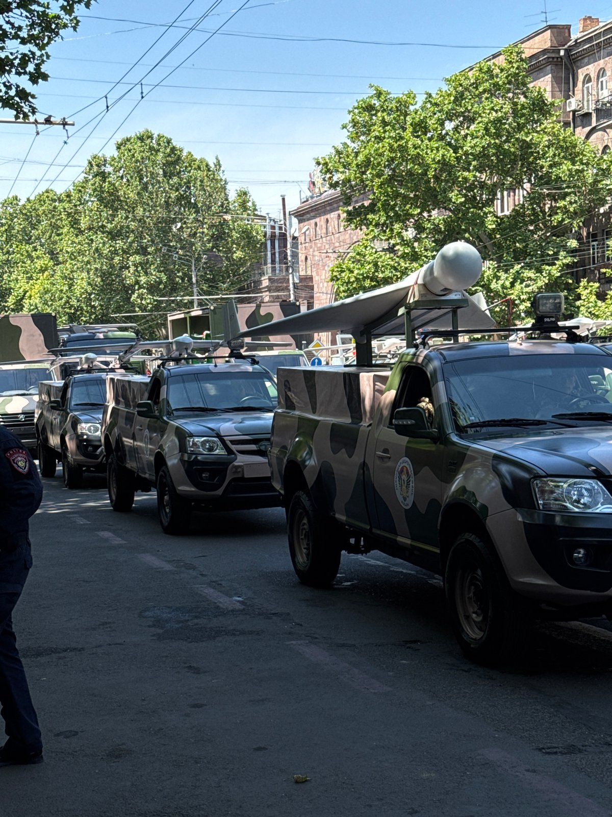 Military convoy with missile launchers observed in Yerevan