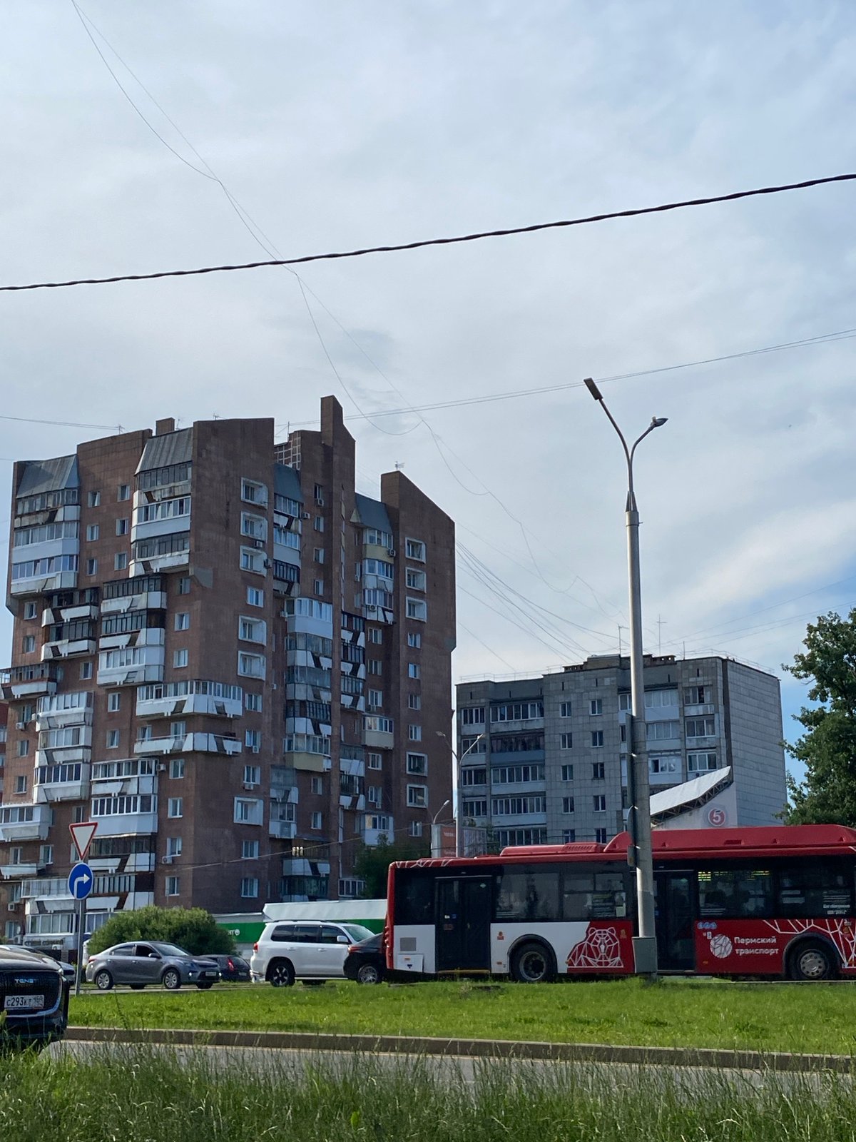 Sunny afternoon on a residential street in Perm, Russia