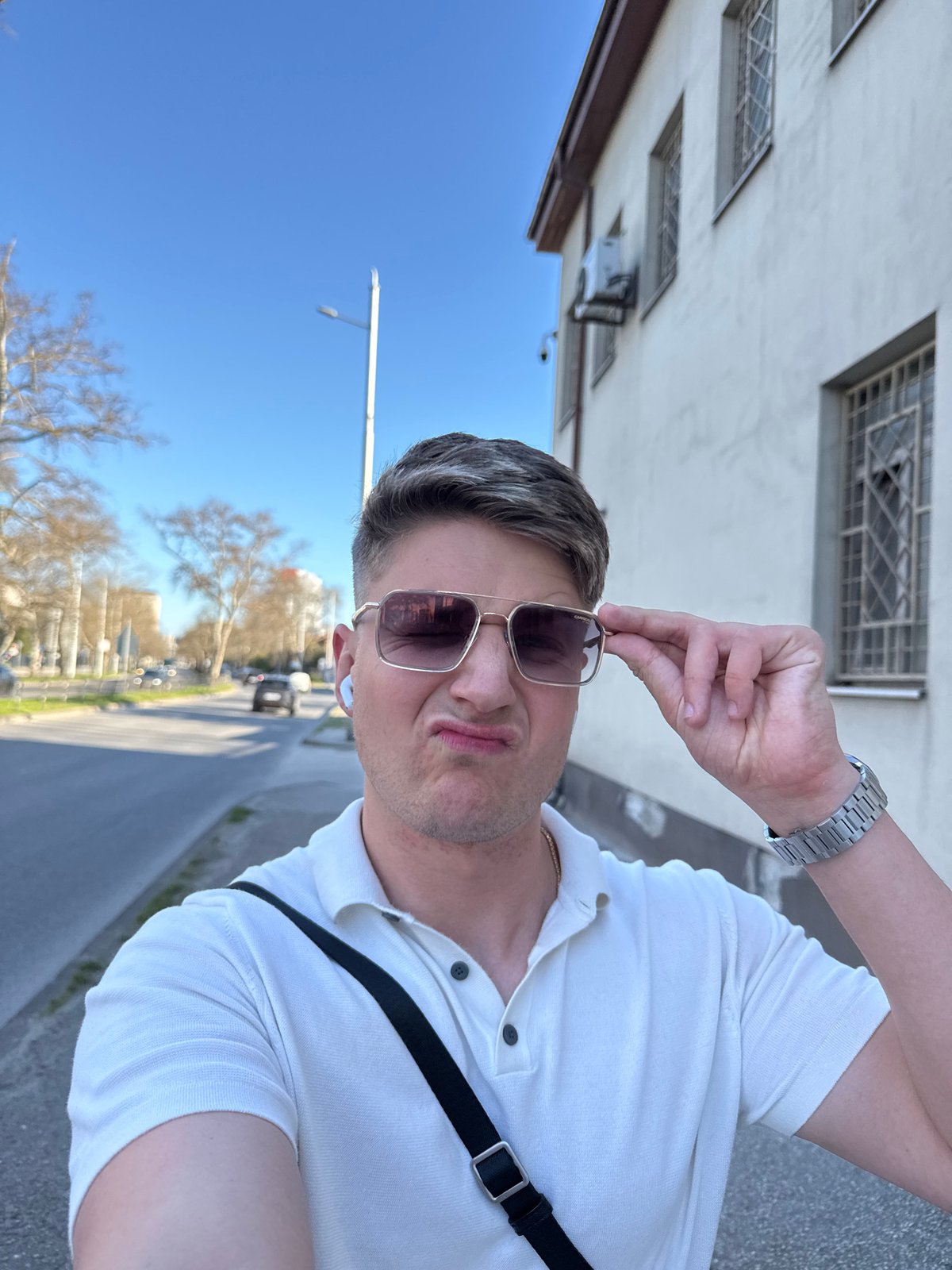 Man takes selfie on sunny day in Plovdiv