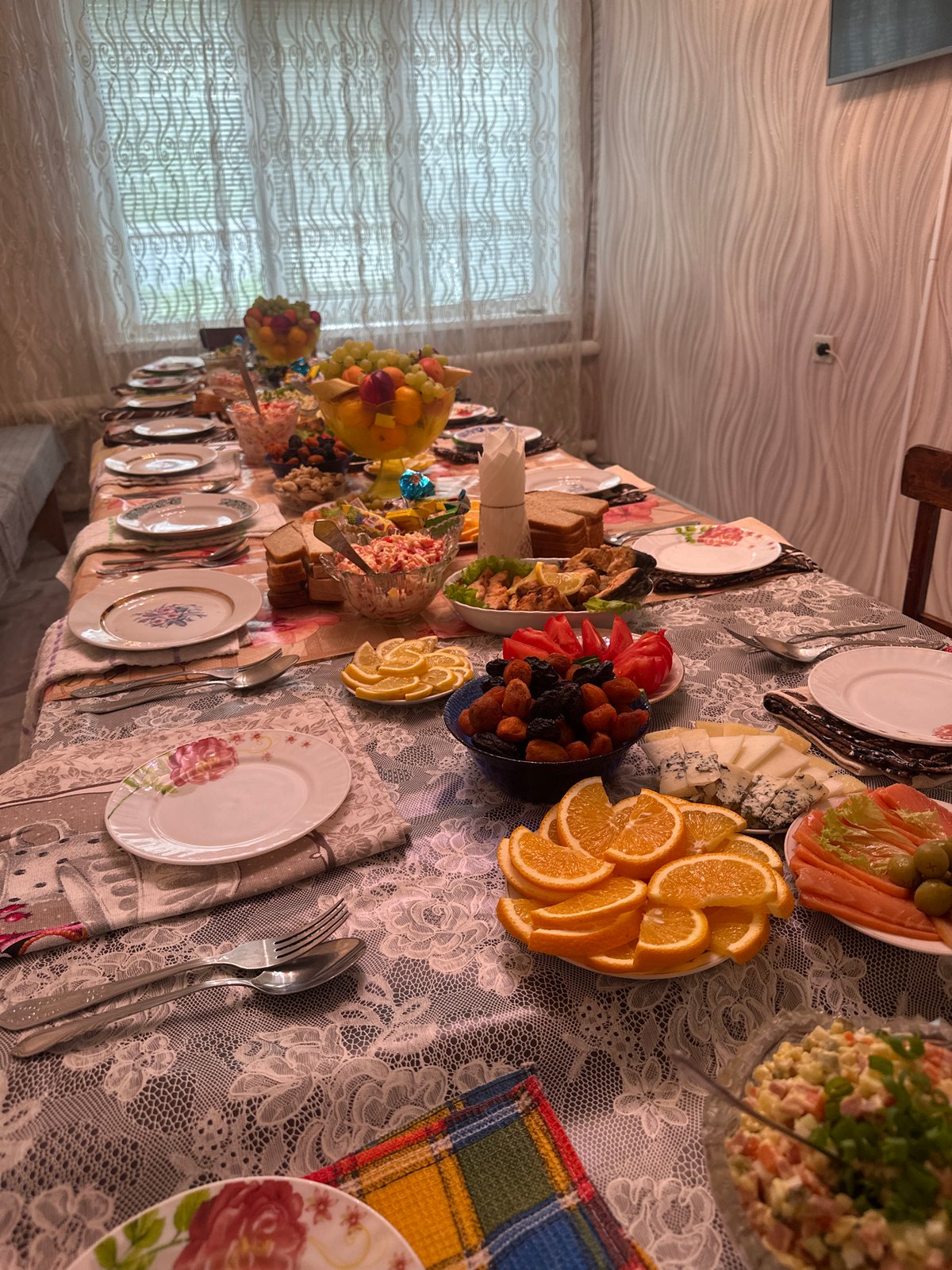 Woman Documents Family Feast Preparations in Rural Russia