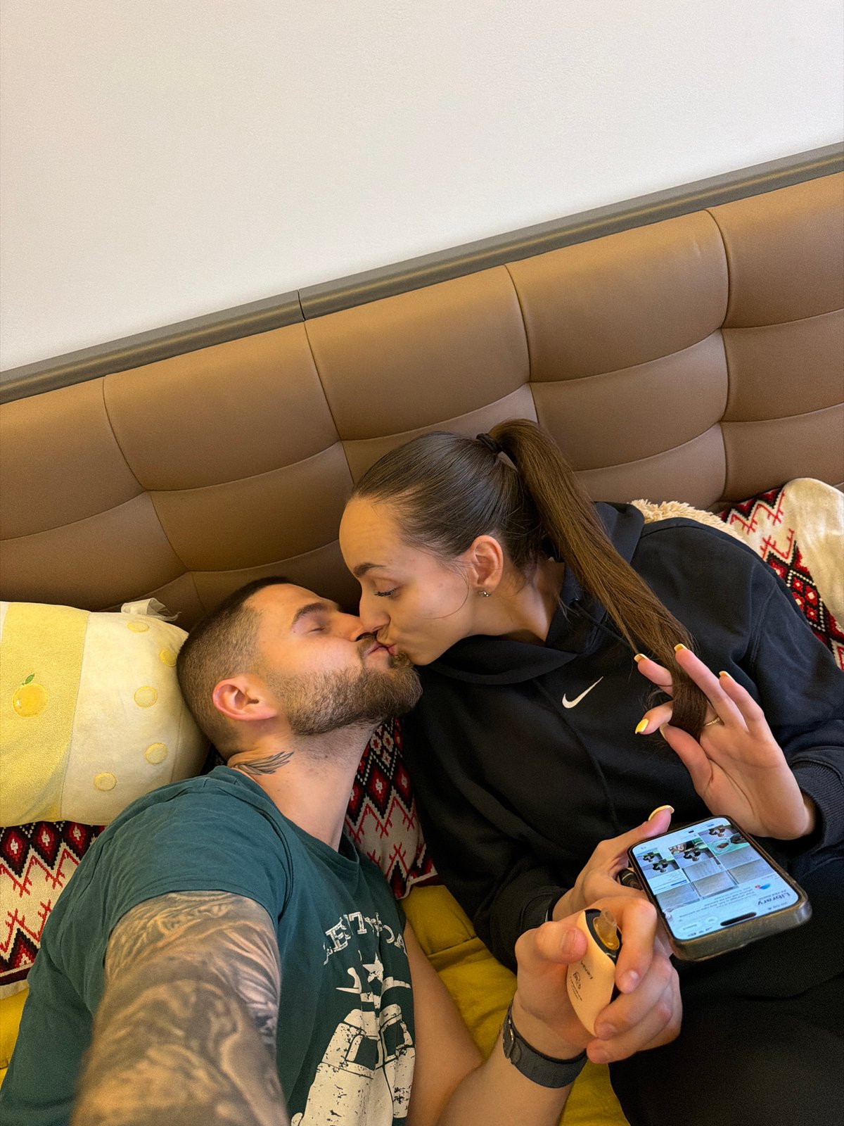 Intimate moment captured between couple in Sofia apartment