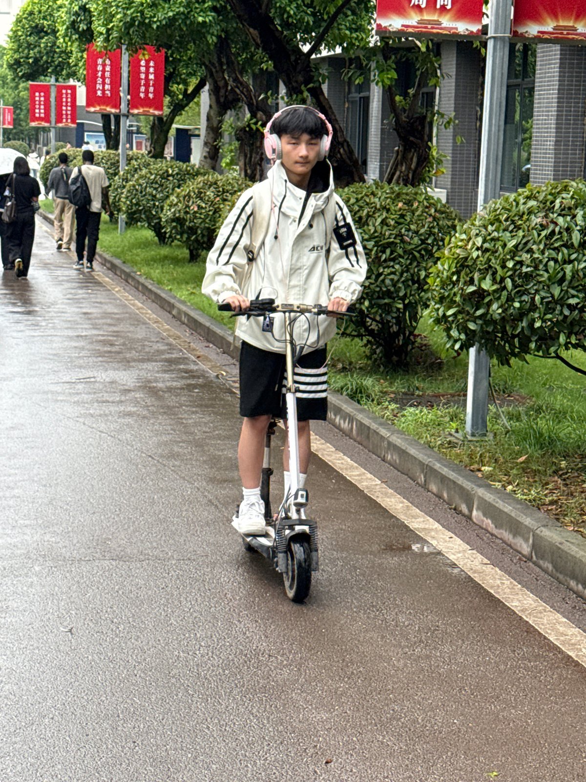 Early morning street activity observed in Jiangjin, China