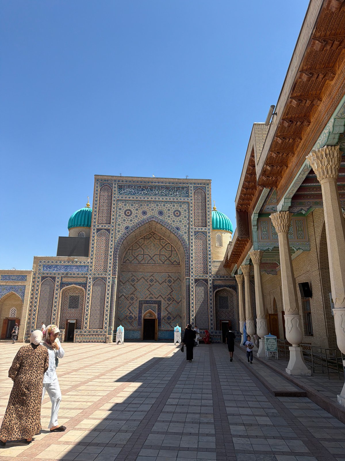 Zangiata mausoleum complex on a sunny morning in Uzbekistan