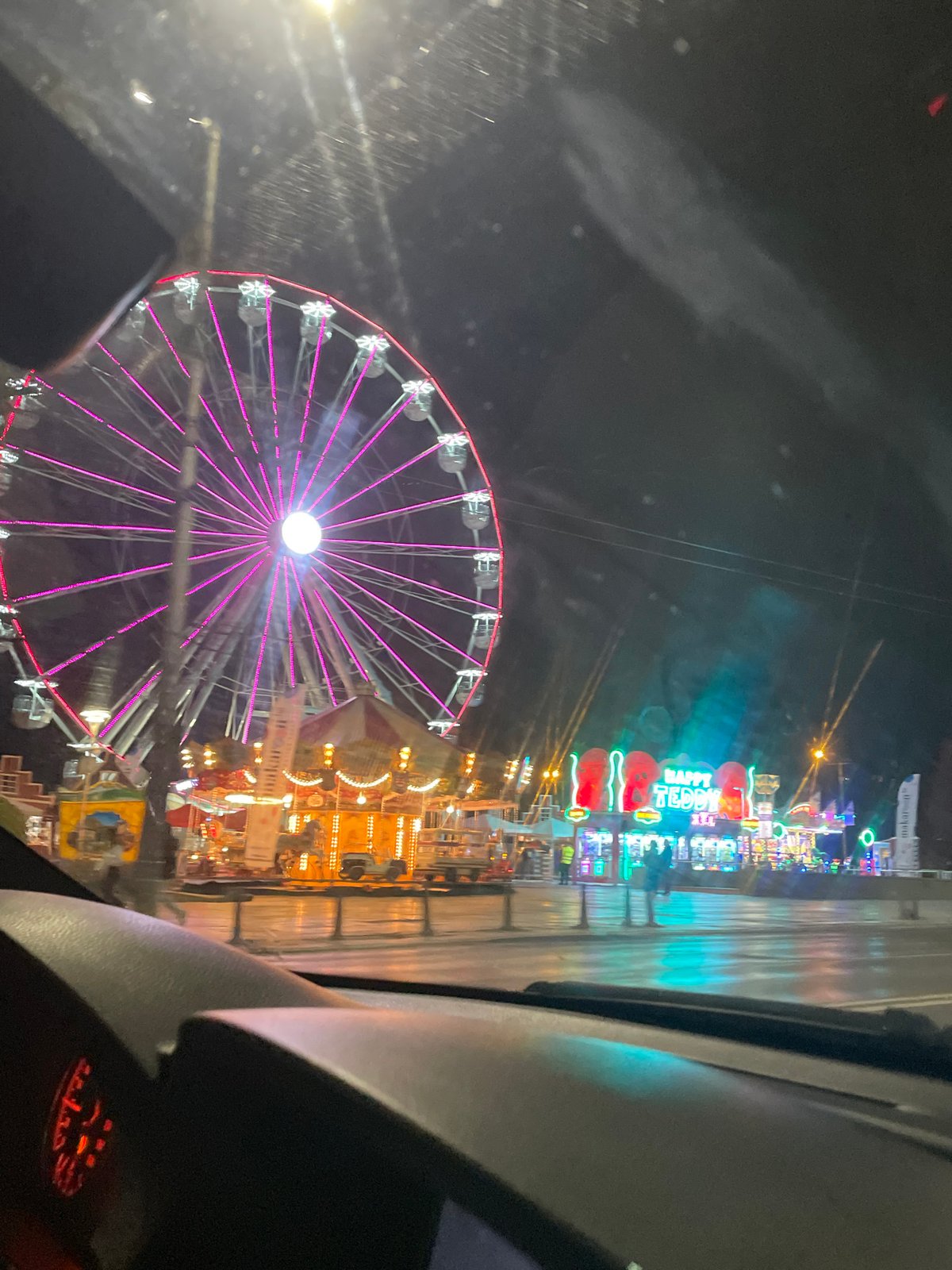 Sofia landmarks and carnival illuminated in evening documentation