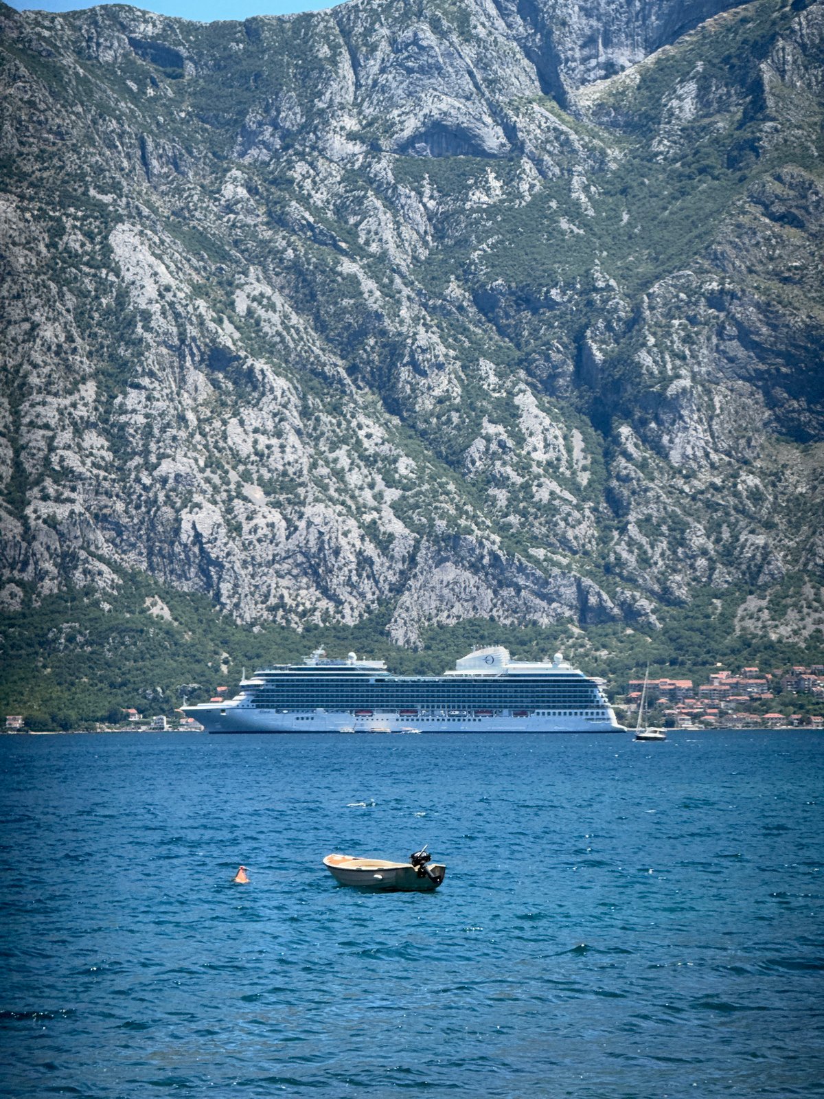 Cruise ship passing through Bay of Kotor, Montenegro