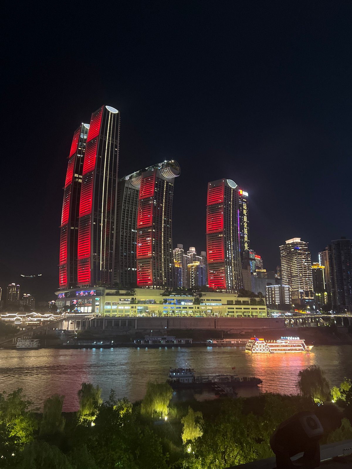 Chongqing's Jiangbeicheng waterfront lights up the night