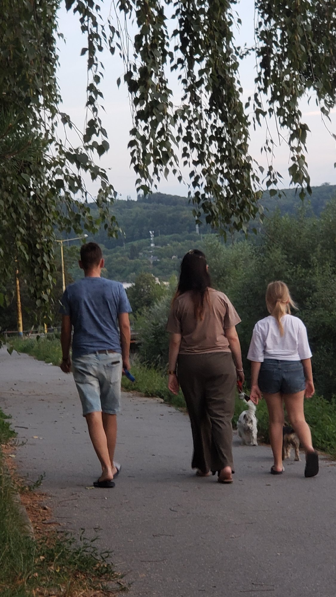 Summer evening stroll along Prešov's Sekčov River at sunset