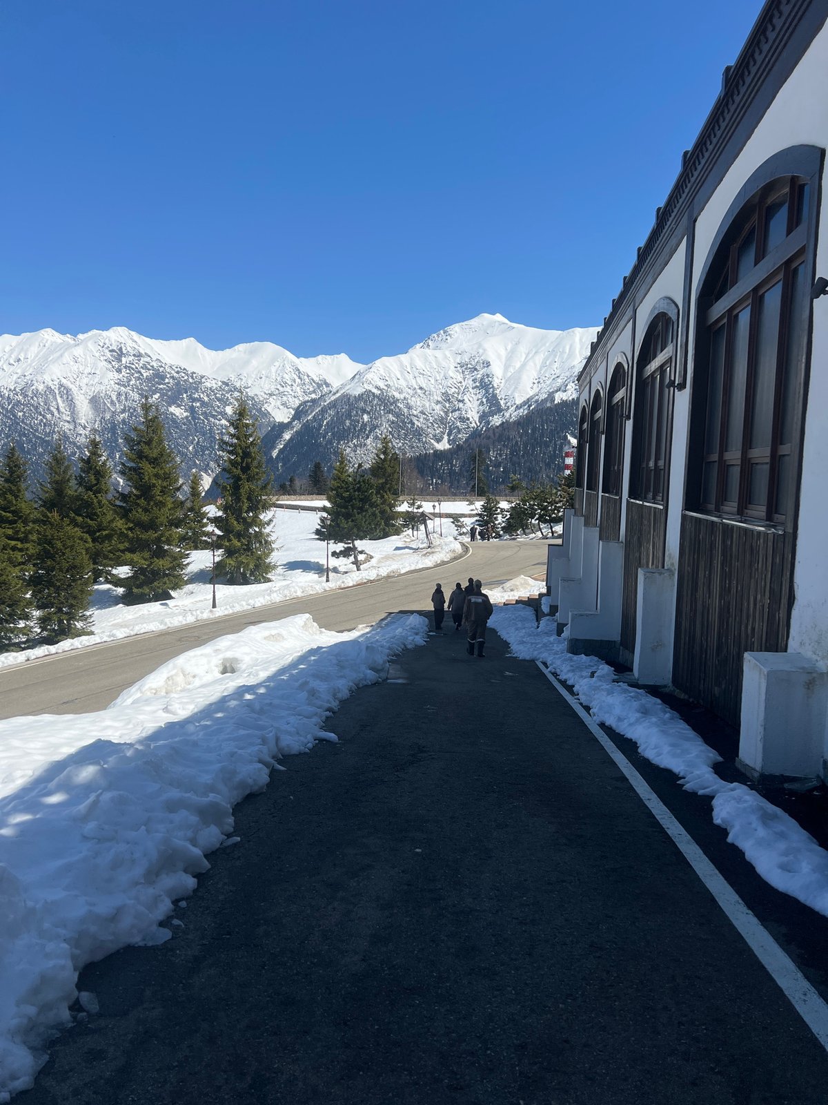 Winter morning documented at Russian mountain resort in Caucasus
