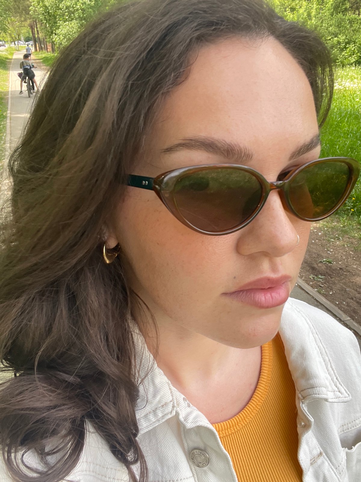 Woman photographed in Izhevsk park during morning visit