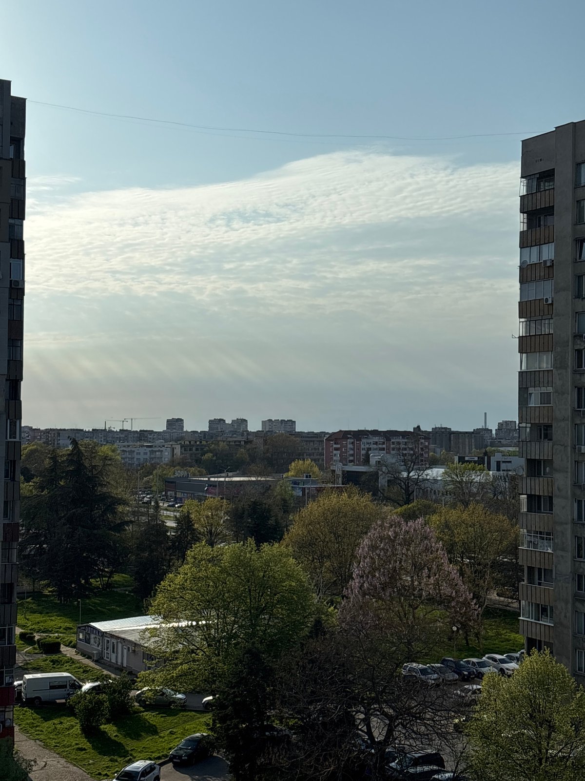 Urban skyline viewed from high-rise building captured