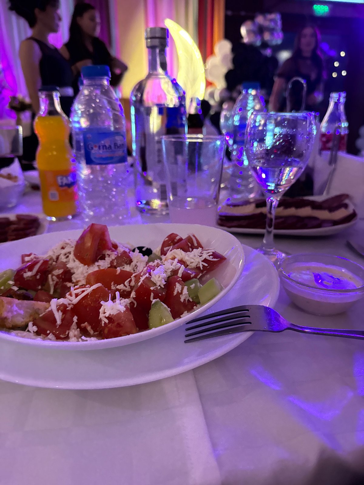 Young people gather for dinner celebration in Elhovo, Bulgaria