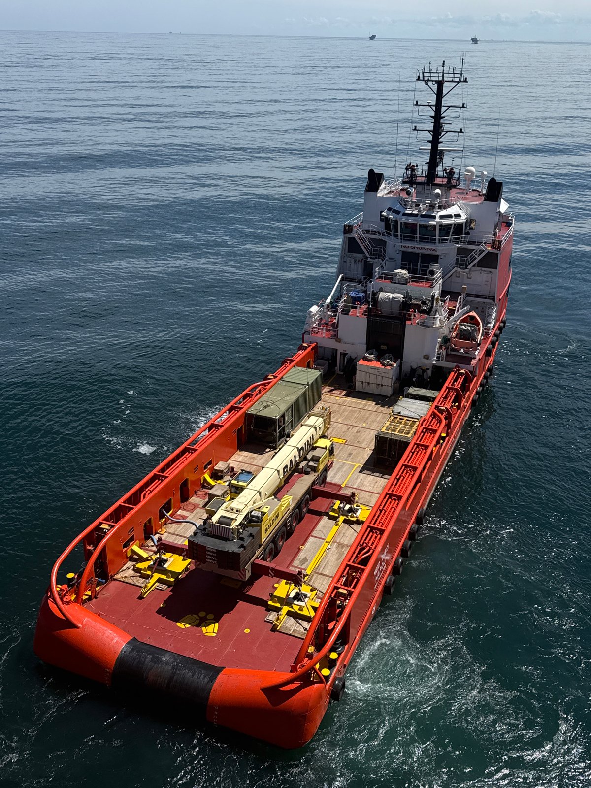 Supply vessel with crane spotted off Italian coast