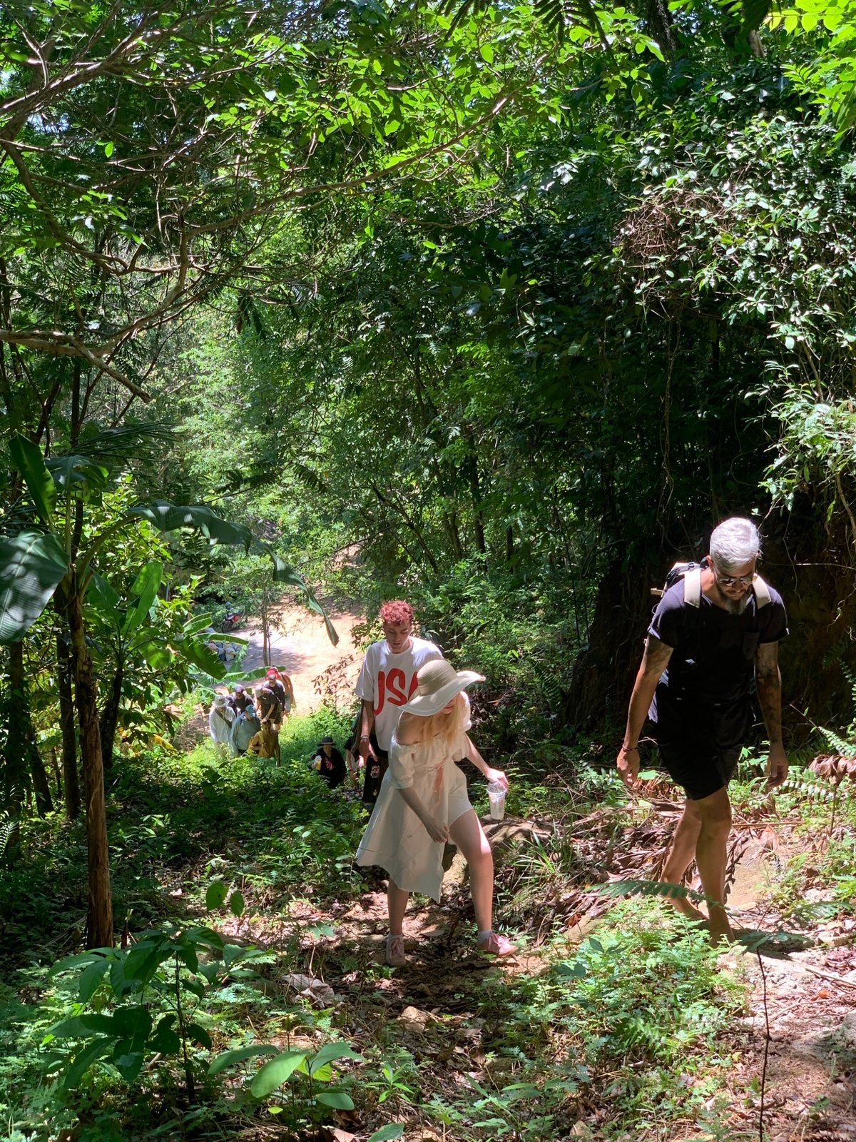 Early morning jungle trail and campfire in Ko Samui