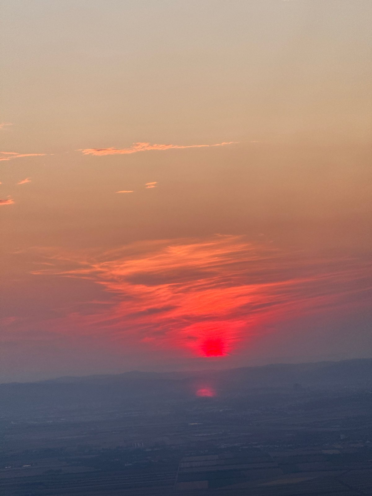 Fiery red sunset over Enzersdorf an der Fischa, Austria