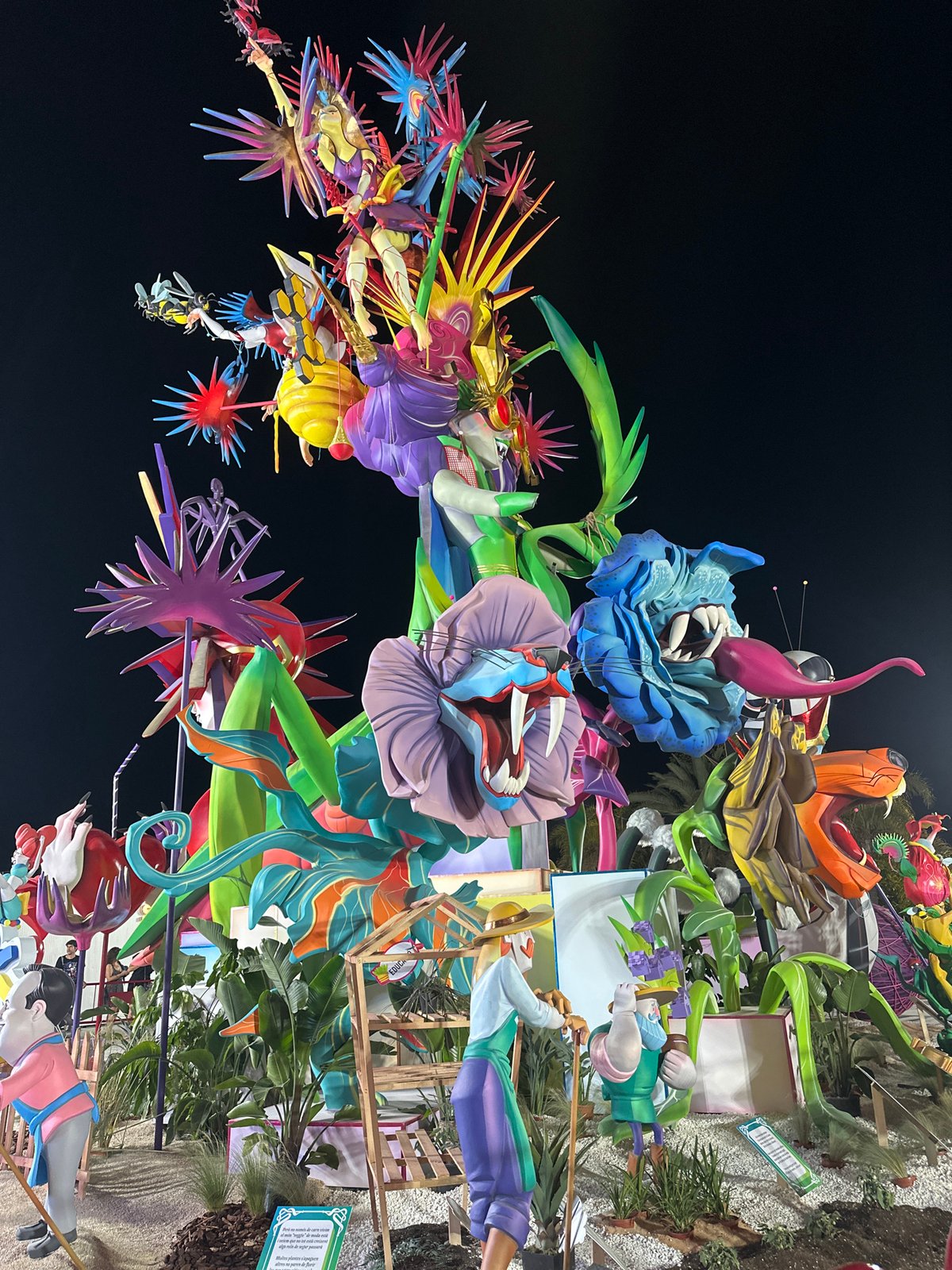 Fallas monuments glow across Alicante streets at night