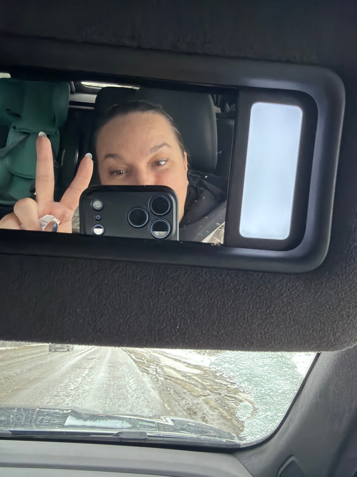 Woman documents early morning winter drive through snowy Chaikovsky