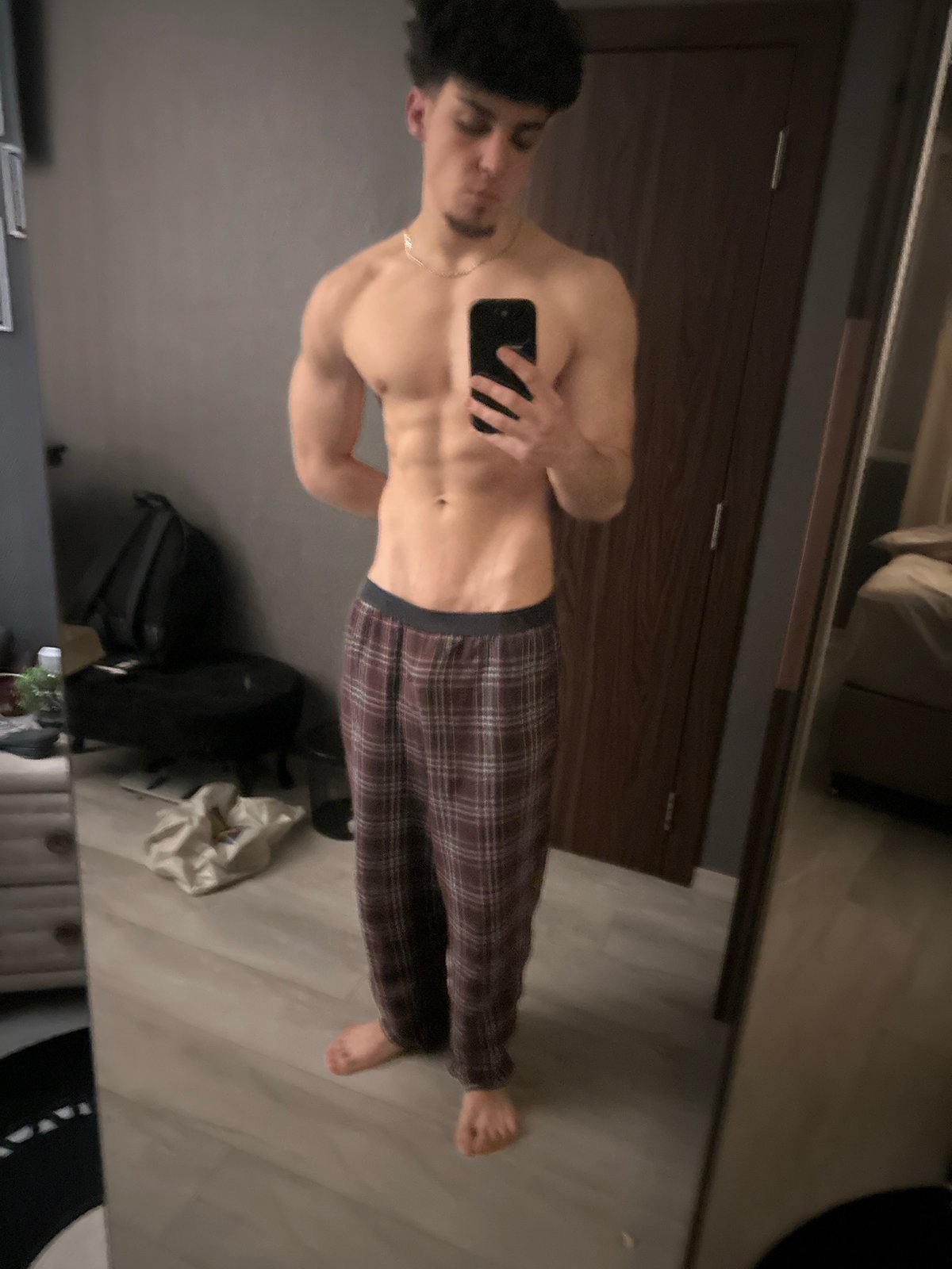 Late-night selfie session captured in Plovdiv apartment