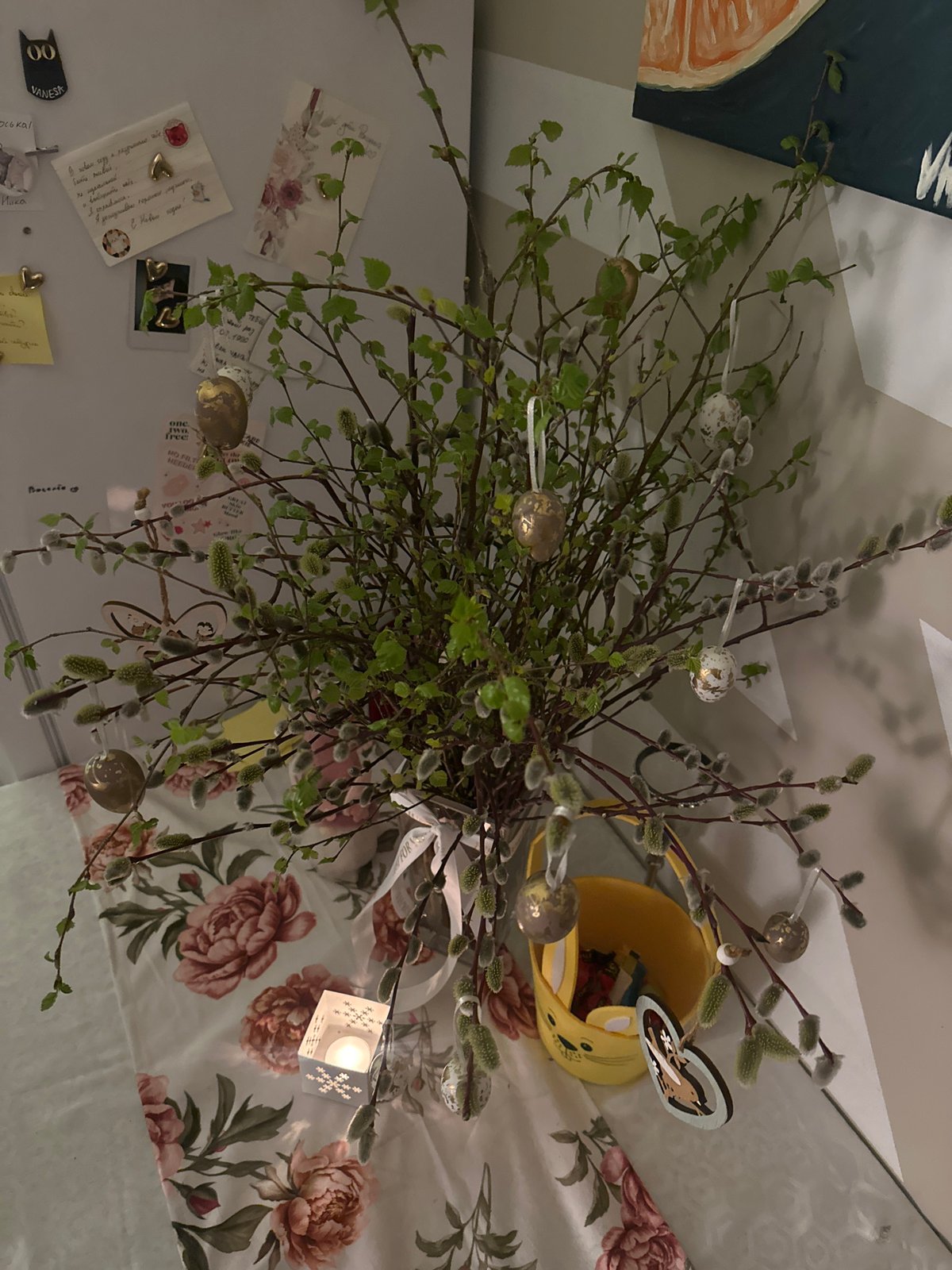 Easter preparations and cat playtime in Liepāja home