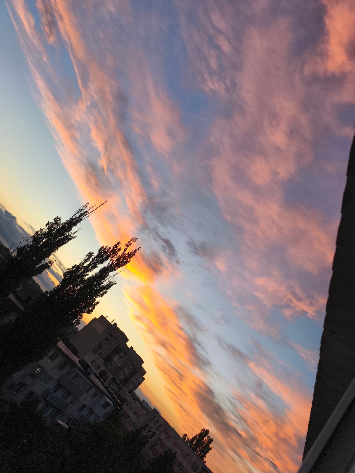 Colorful sunset observed over Tiraspol, Moldova