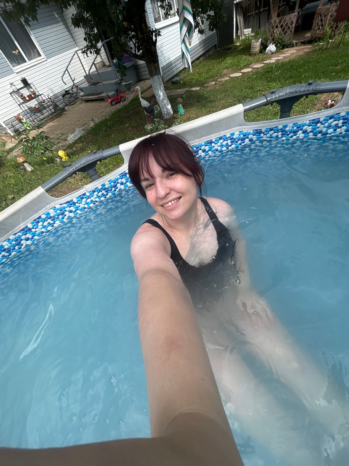 Backyard pool party in Foki, Russia