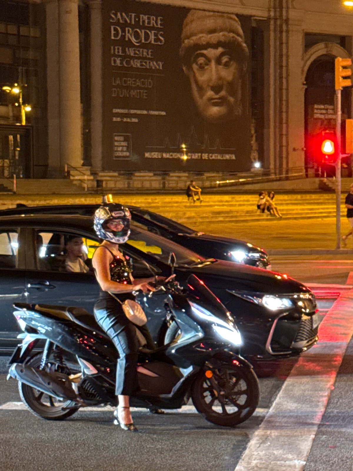 Evening street life around Barcelona's Las Arenas district