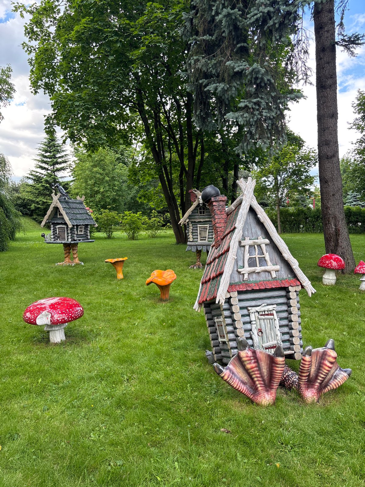 Miniature log cabin in a Saint Petersburg park or garden
