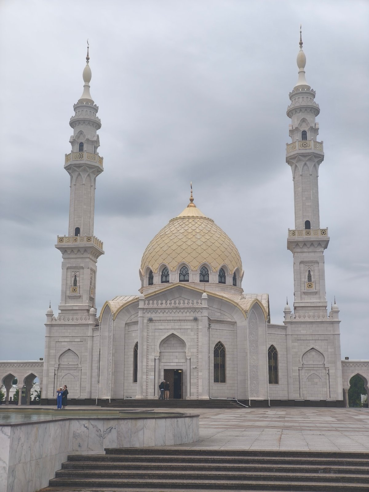 Bolgar's White Mosque under overcast skies, Tatarstan