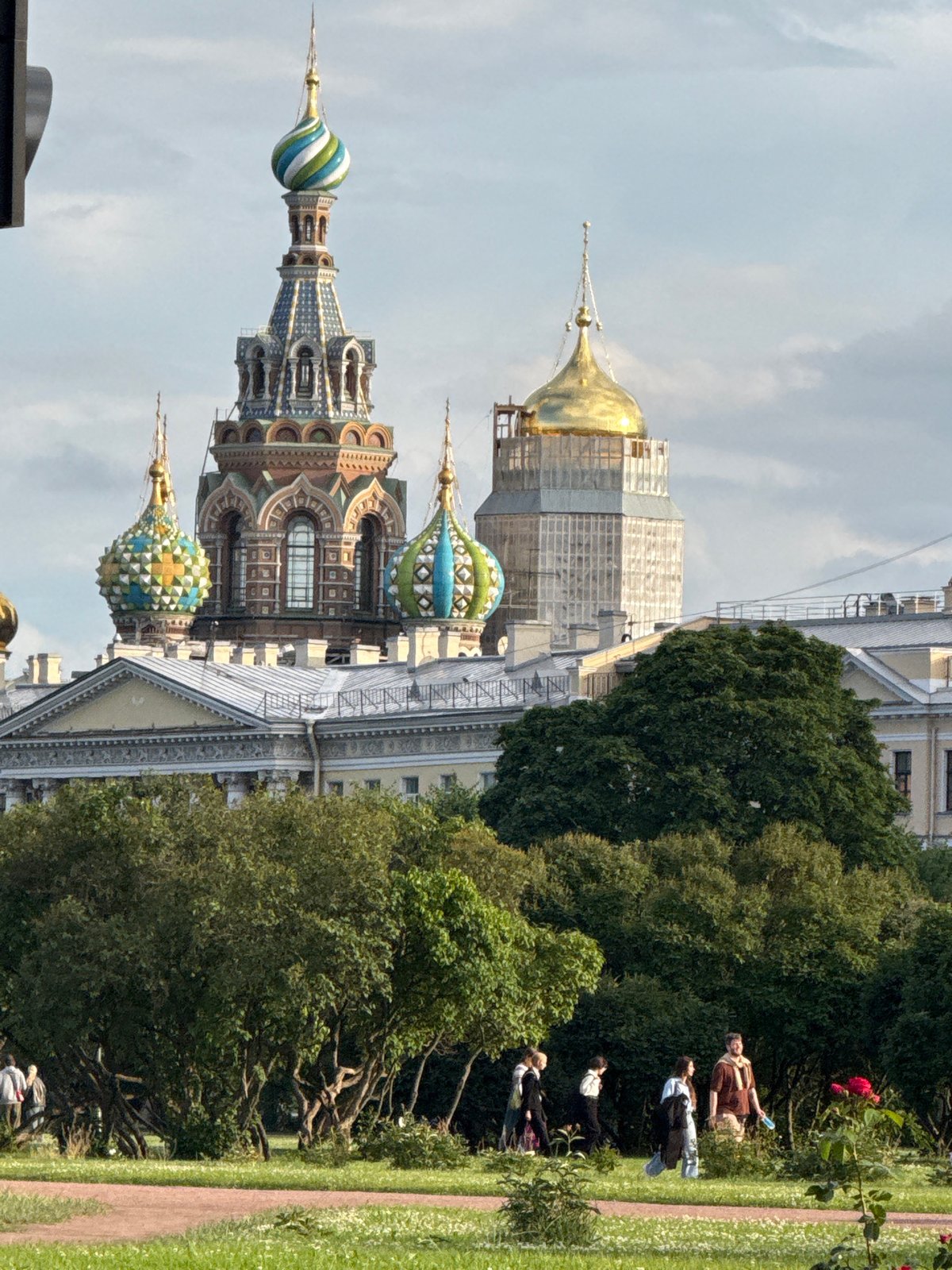 Ornate onion domes of Saint Petersburg's iconic spilled blood church