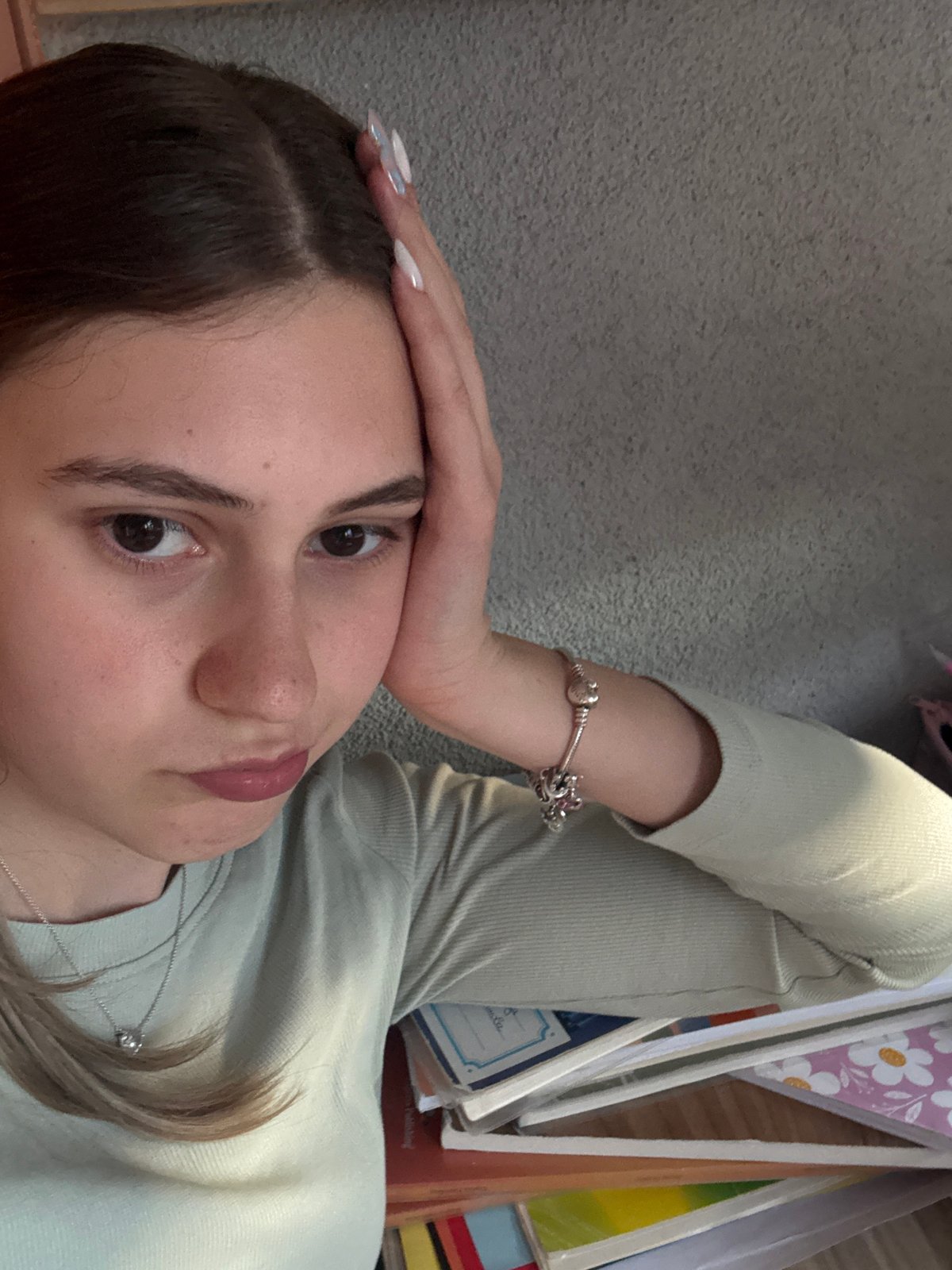 Student photographed with chemistry textbook in Panagyurishte home