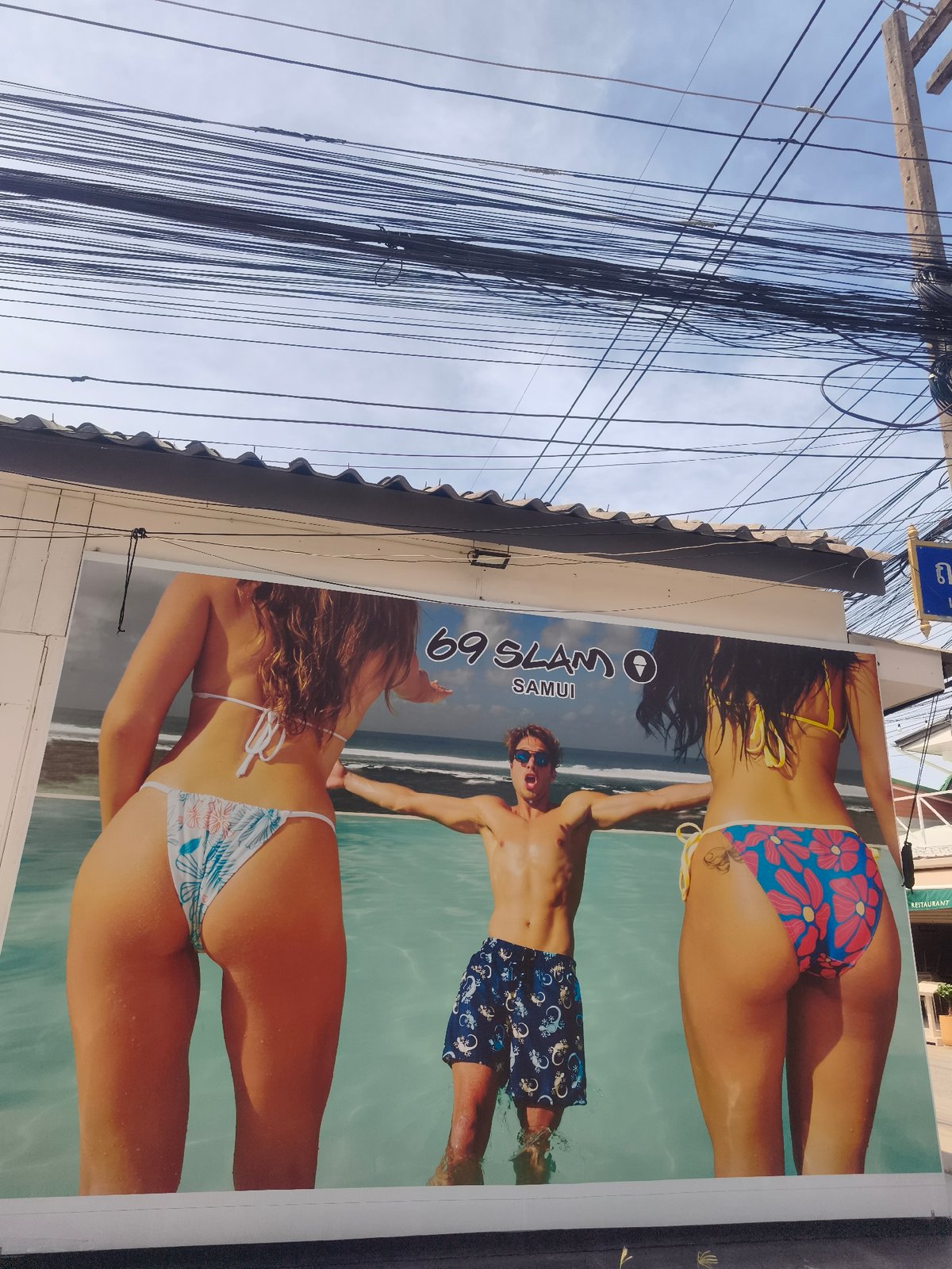 Roadside advertisement spotted in Baan Bo Phut, Thailand