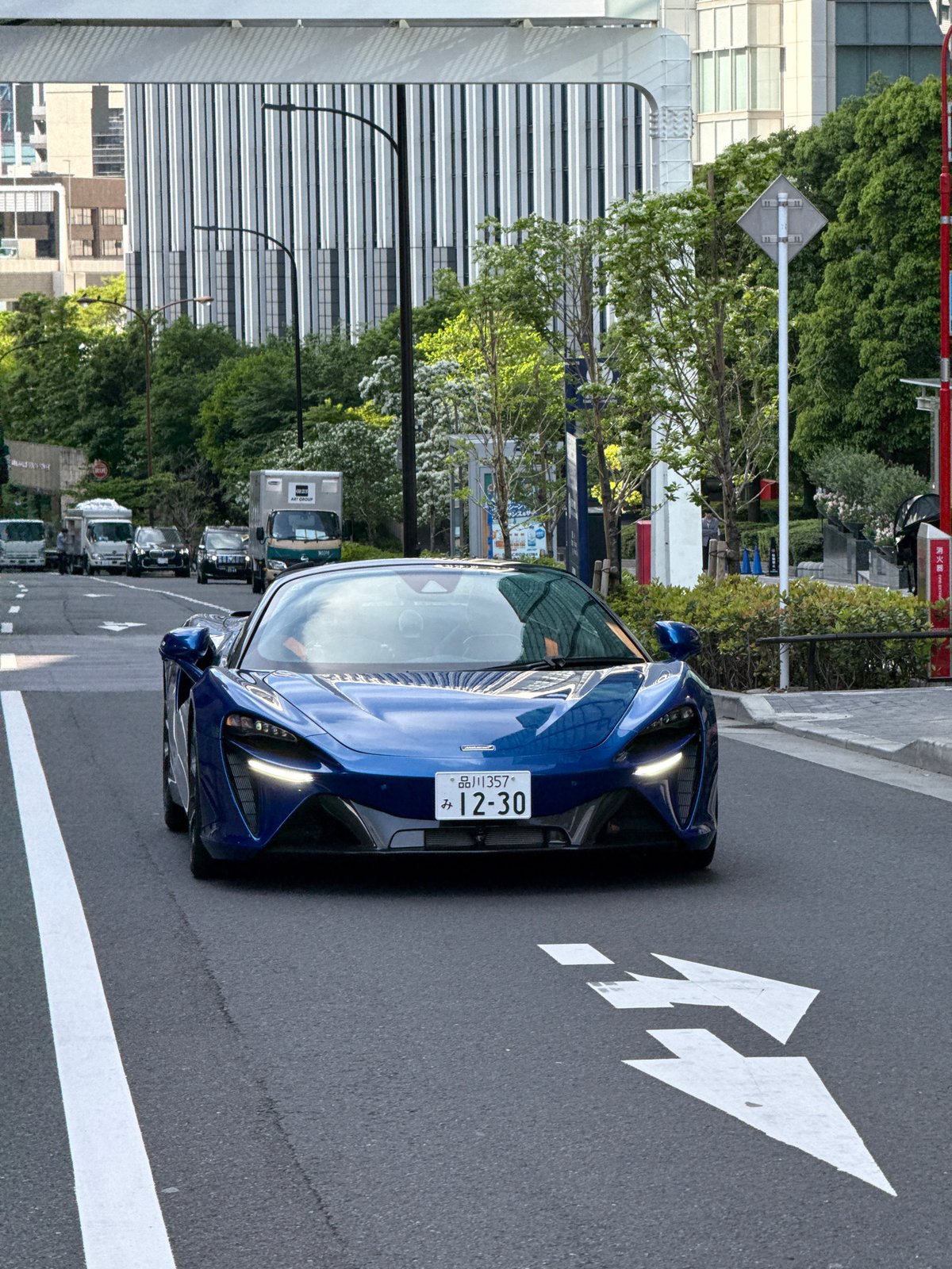 Blue sports car spotted on Minato street Saturday morning