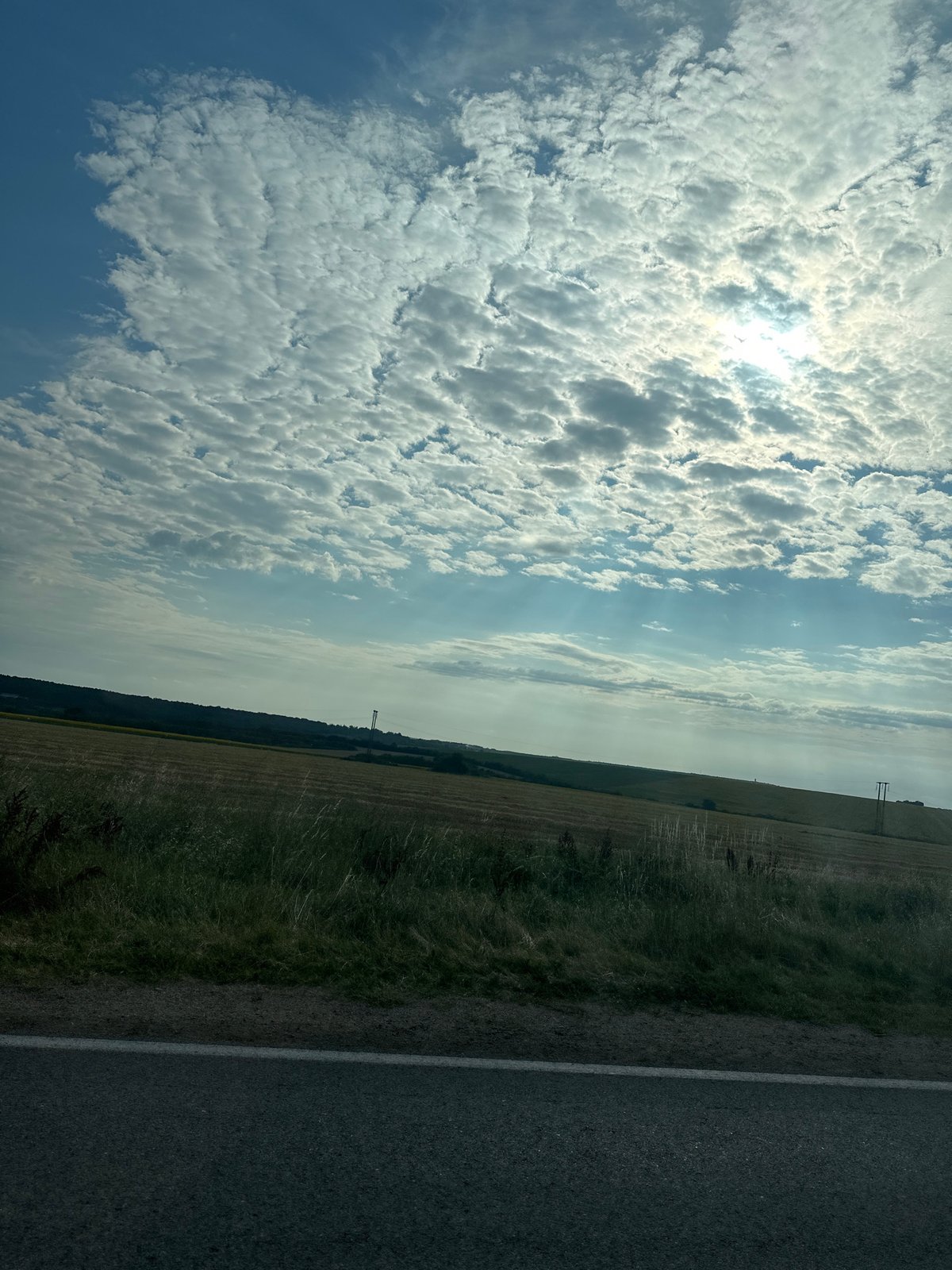Roadside view along a rural highway in central Bulgaria