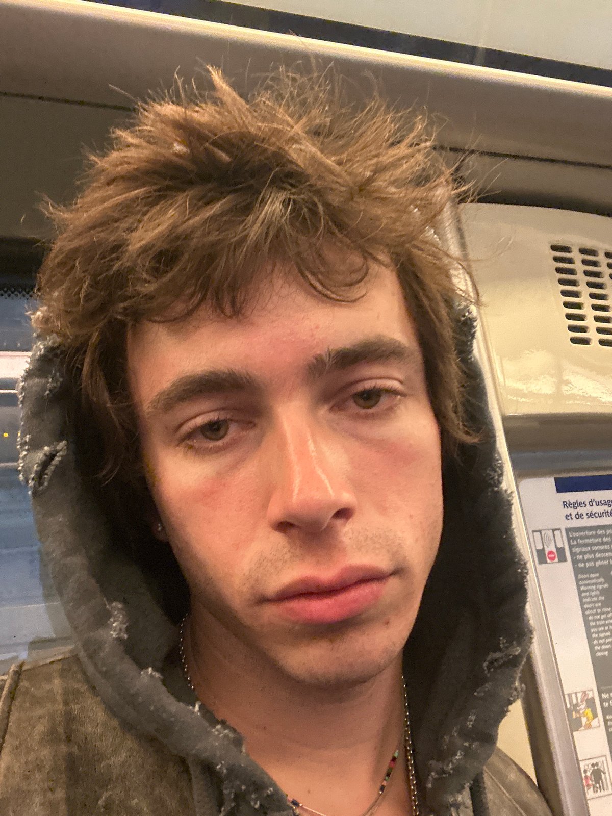 Passengers captured on Paris train during evening commute
