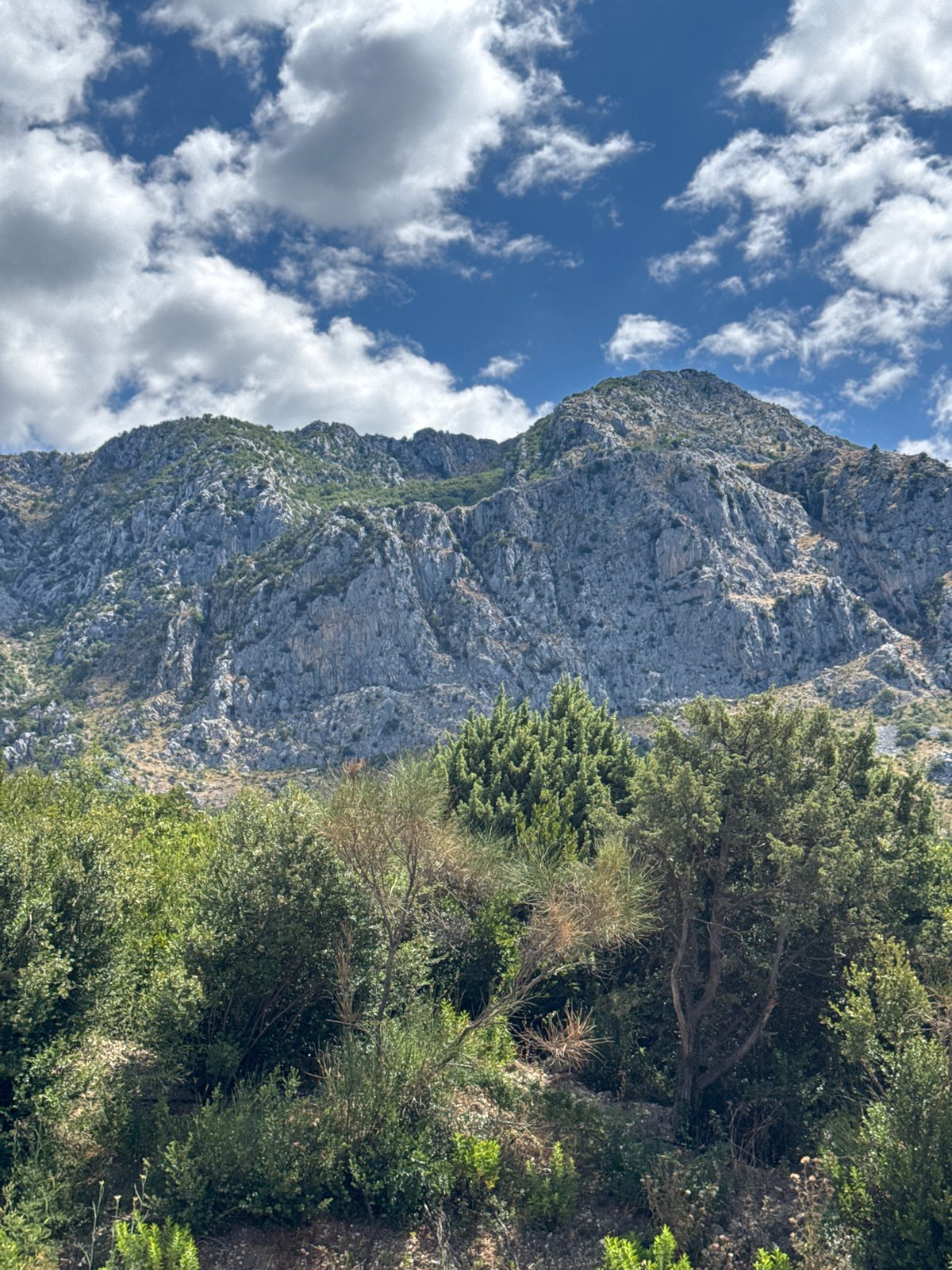 Road construction above the Adriatic near Drobni Pijesak, Montenegro