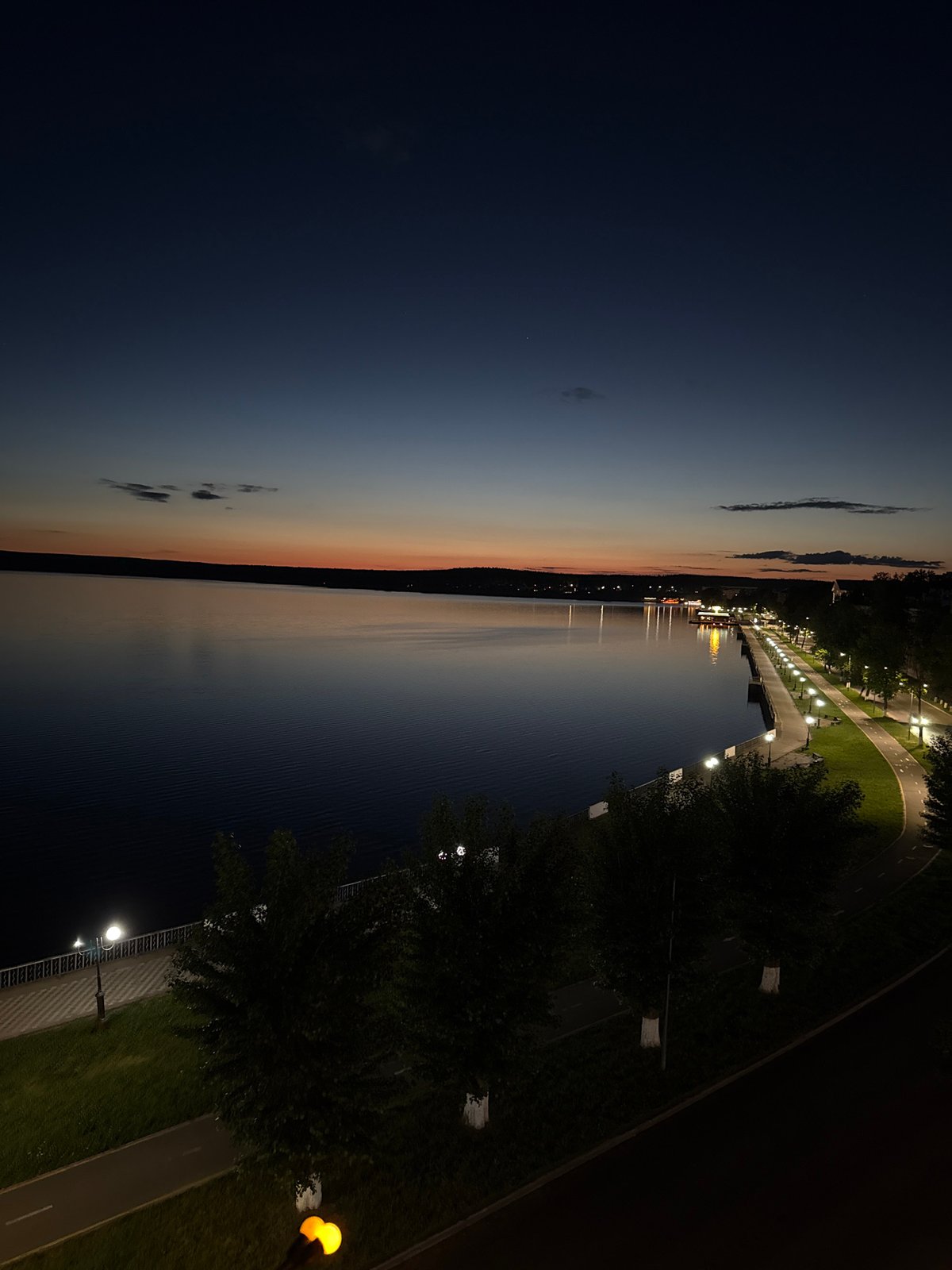 Evening waterfront scenes documented along Votkinsk Reservoir, Russia