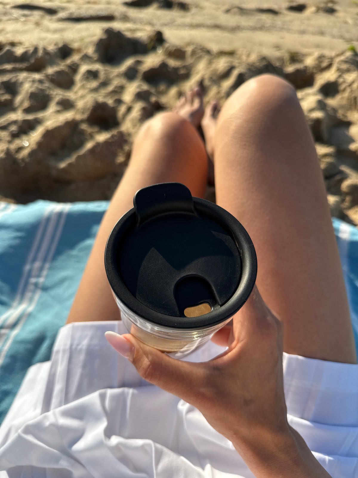 Early morning beach relaxation captured in Nesebar, Bulgaria
